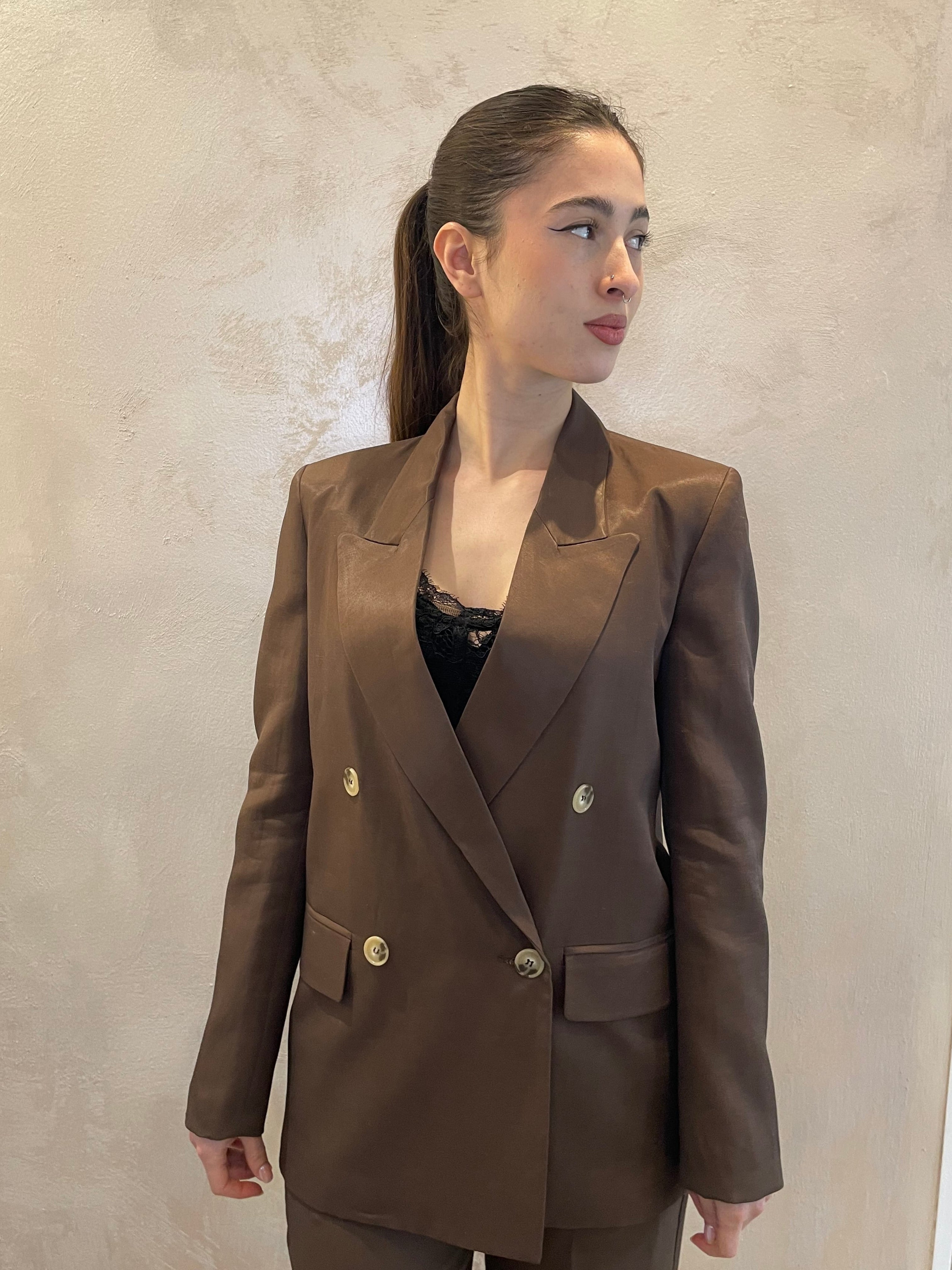 Blazer misto lino moro - Vicolo