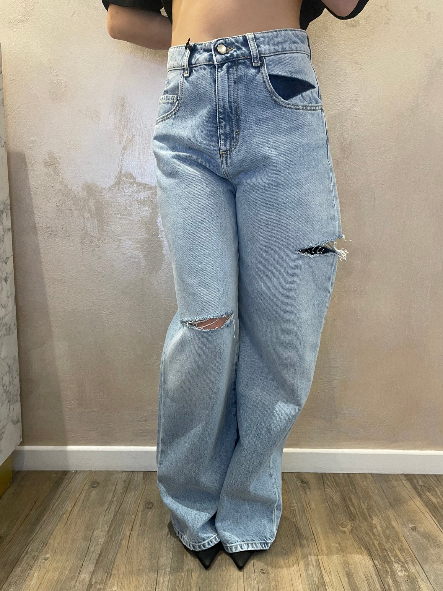 Jeans "Poppy" Sky Blue cut out - Icon Denim