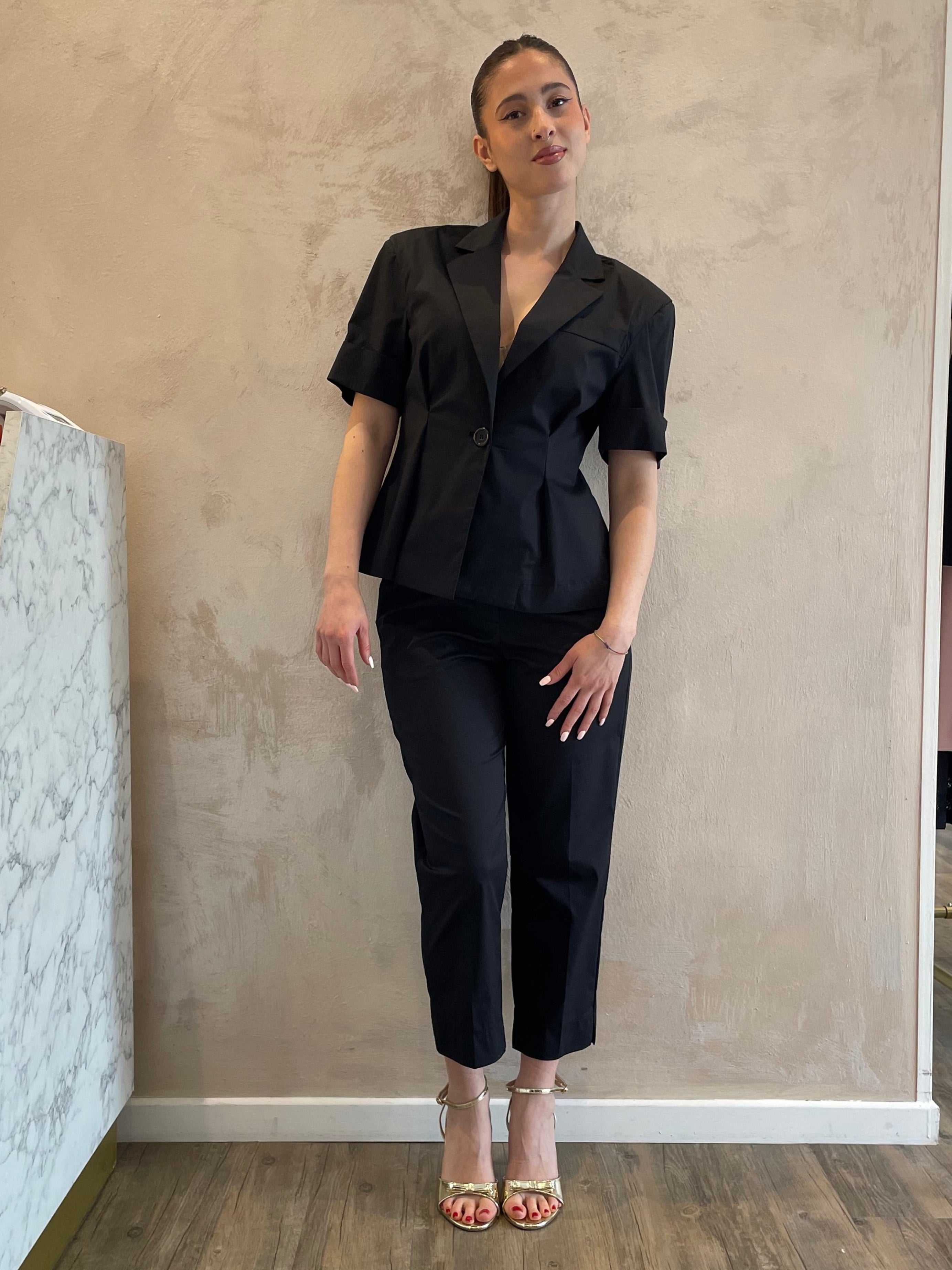Blazer manica corta e pinces nero - Dixie