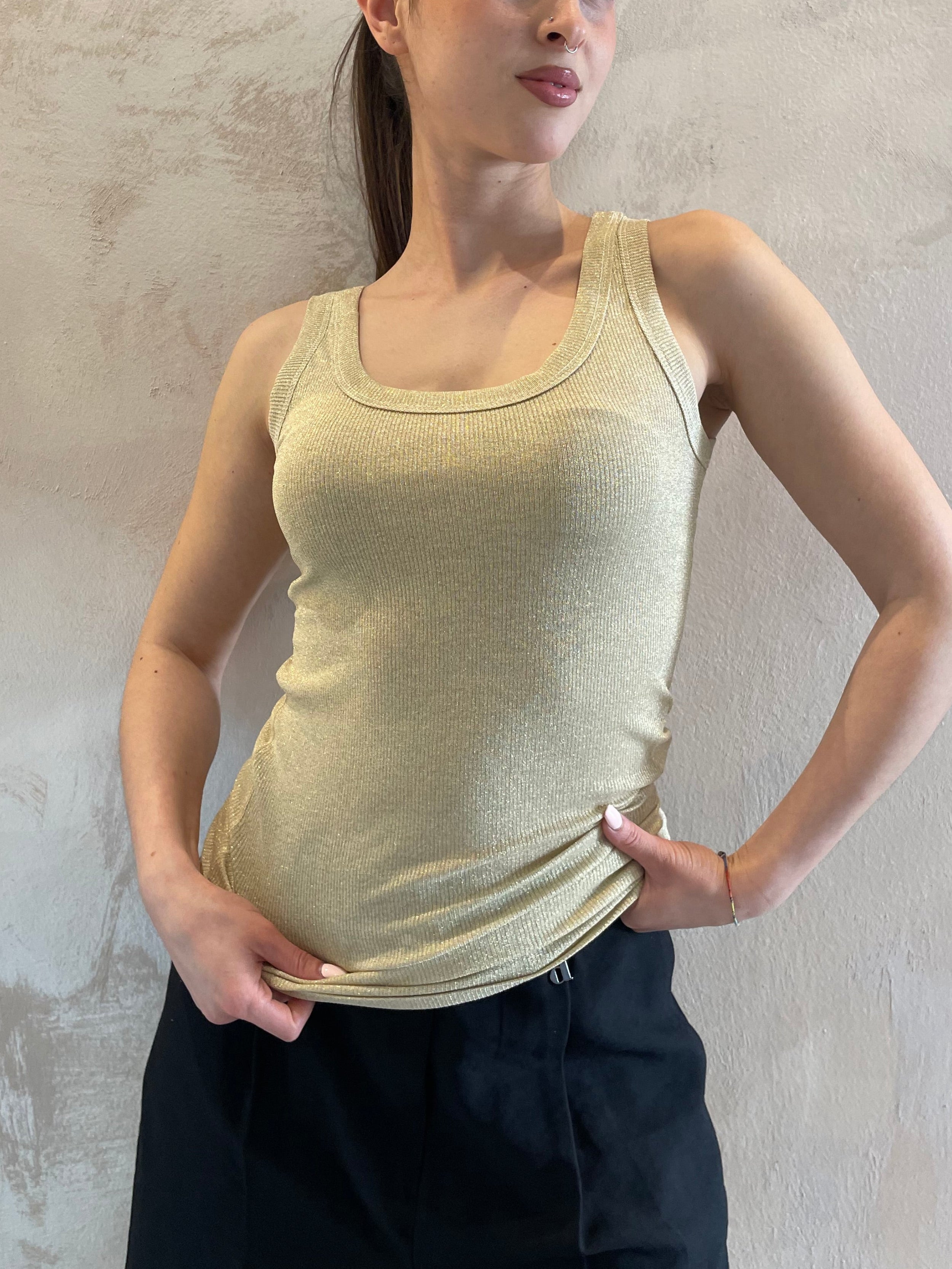 Top a costine lurex oro - Dixie