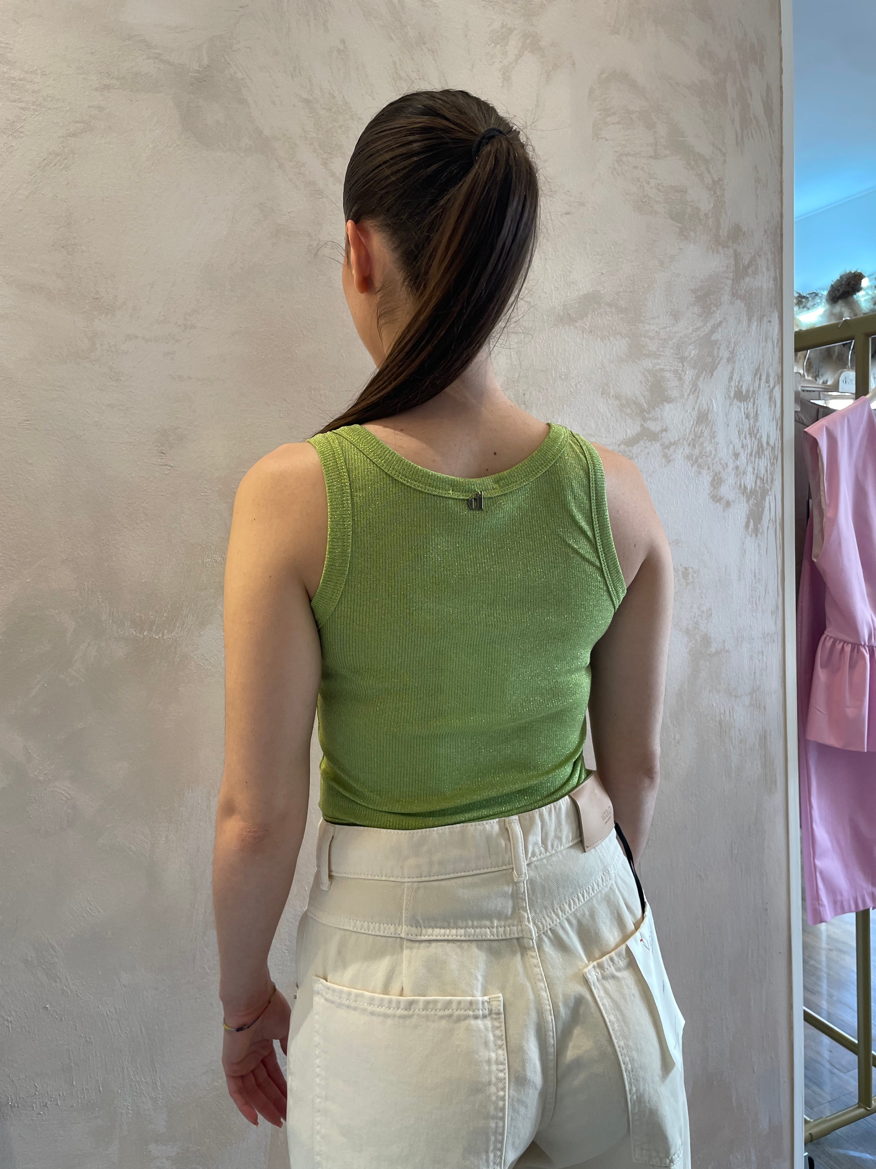 Top a costine lurex verde mela - Dixie