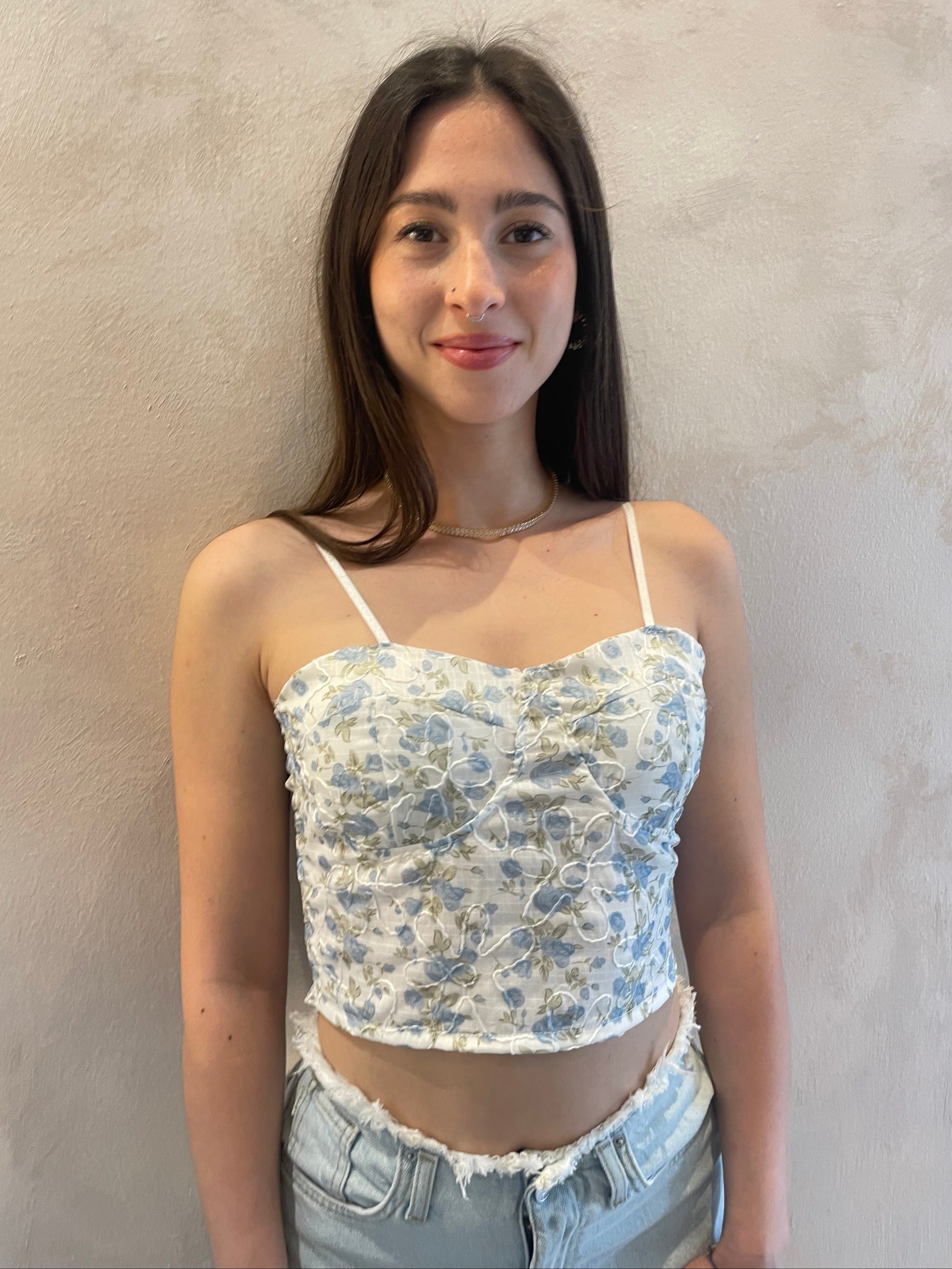 Top a fiori azzurro - Vicolo
