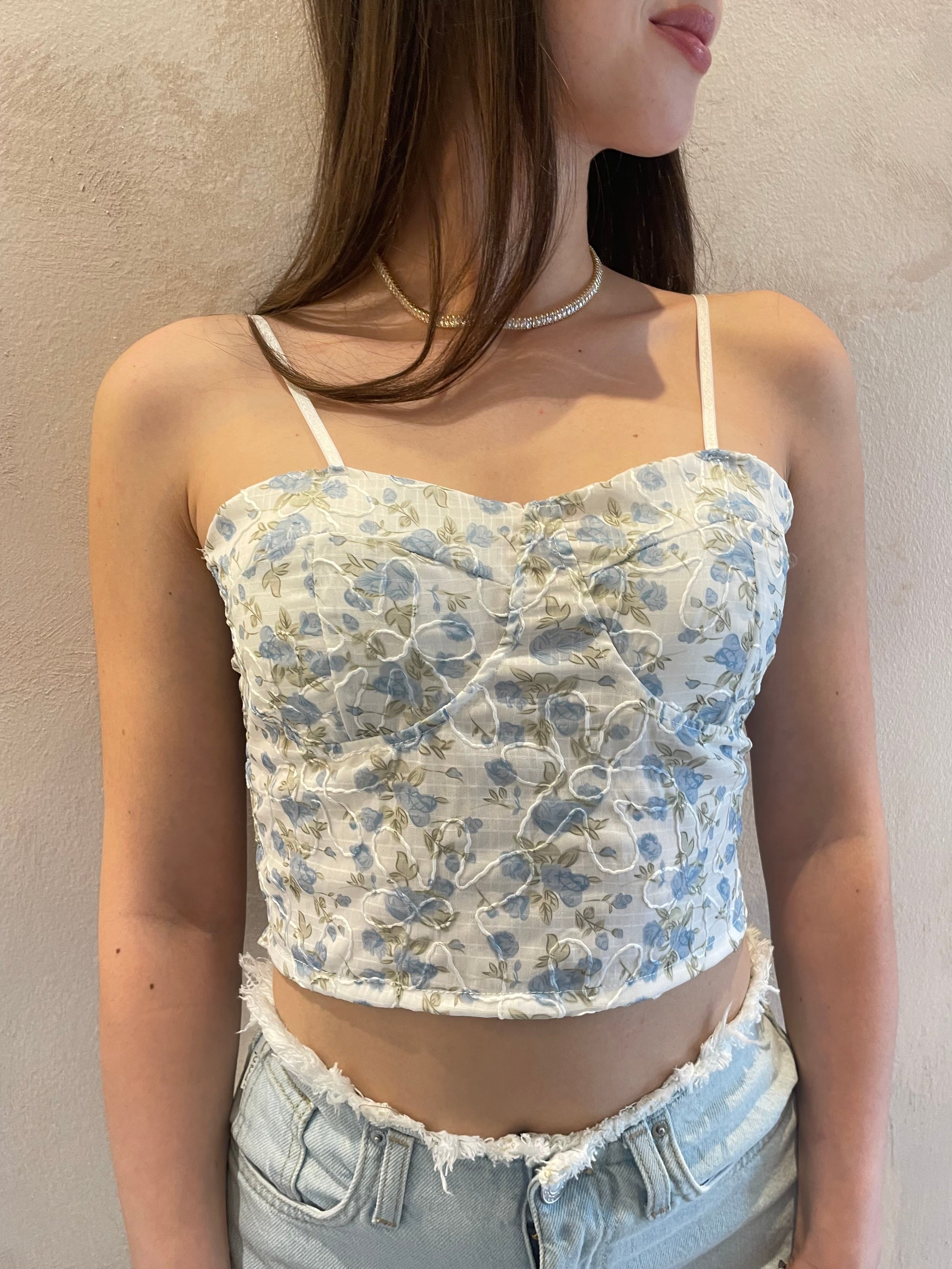 Top a fiori azzurro - Vicolo
