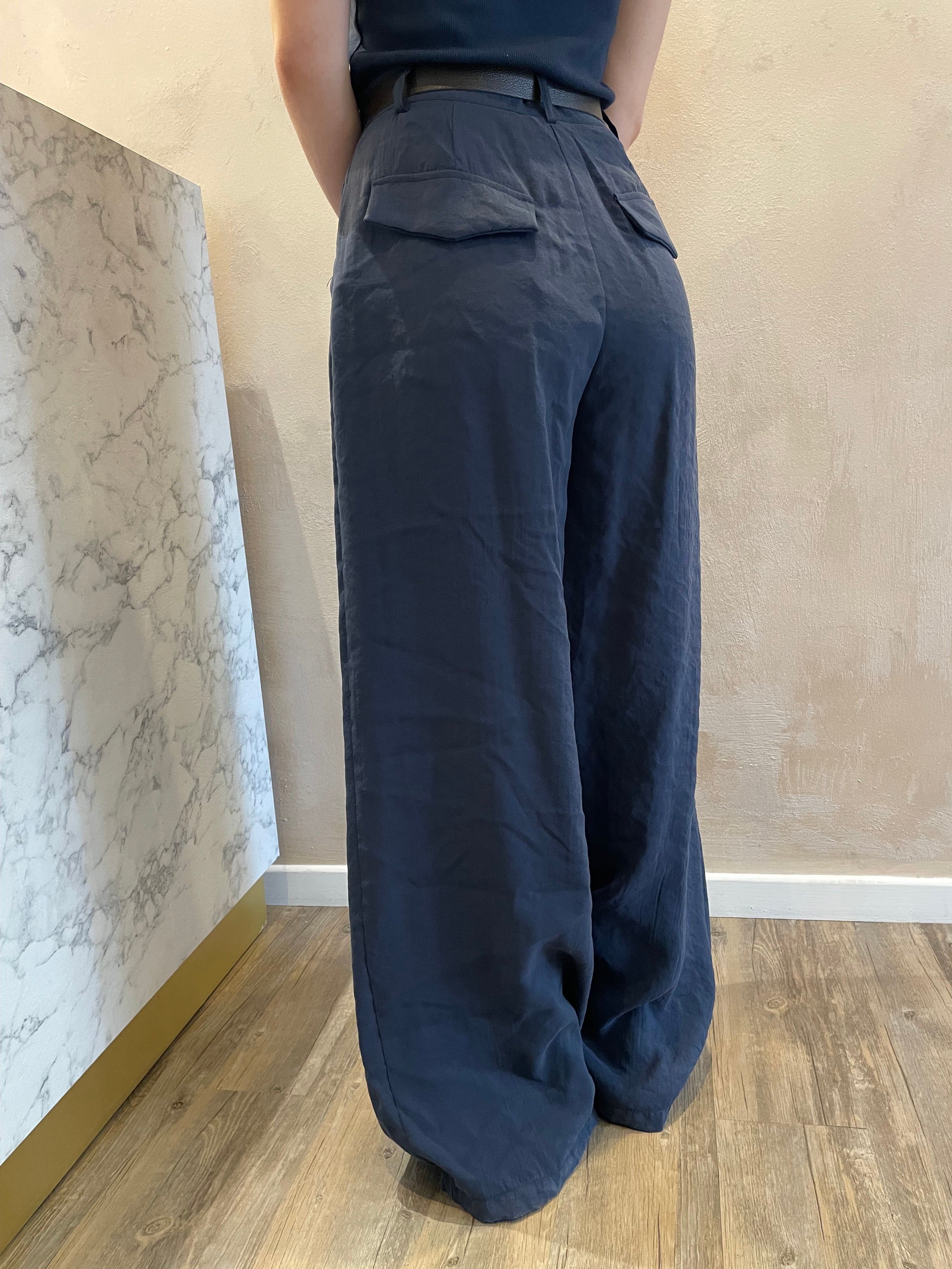 Panta palazzo con cintura navy - Vicolo