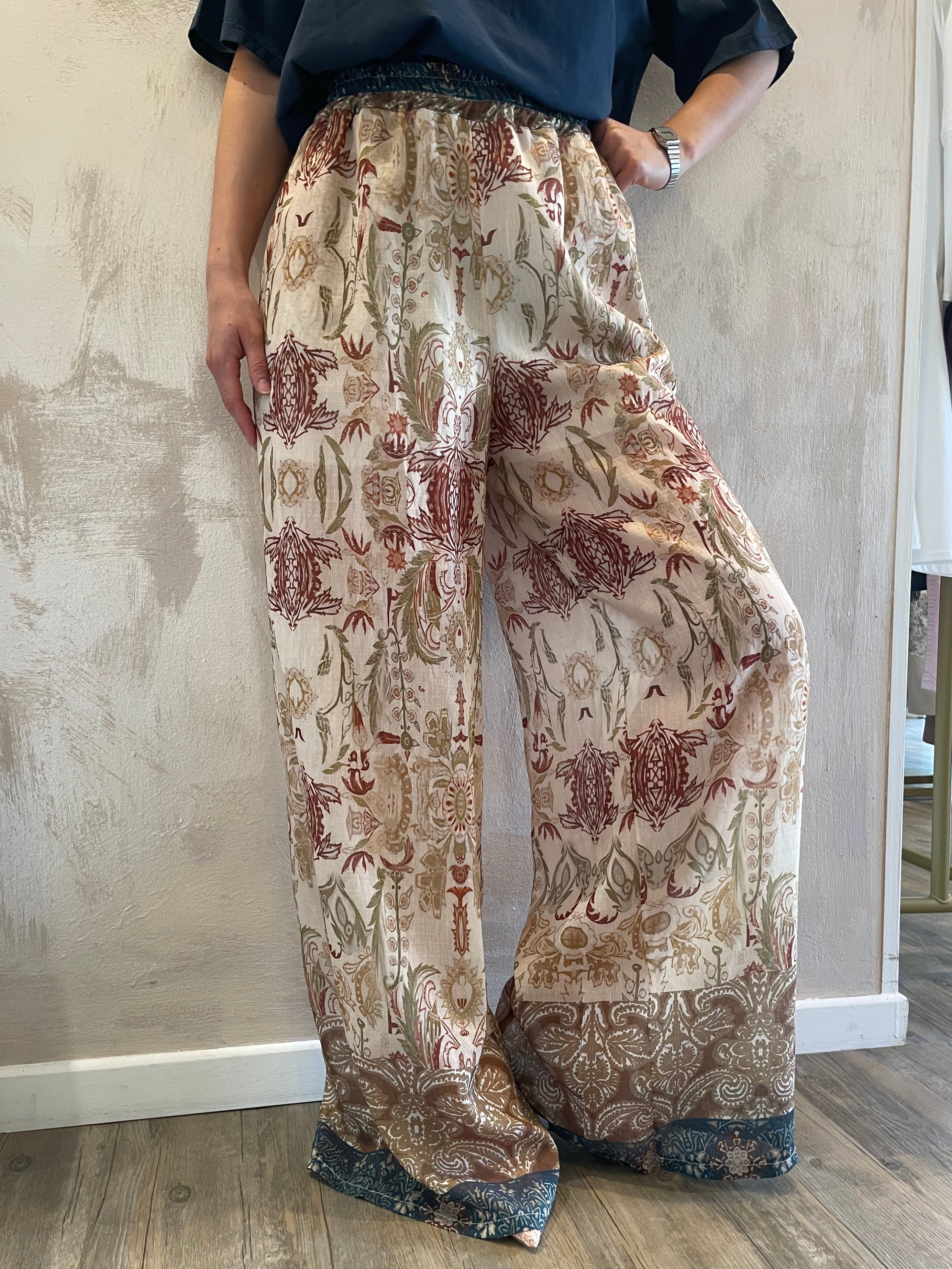 Panta palazzo fantasia botanic beige - Saiph