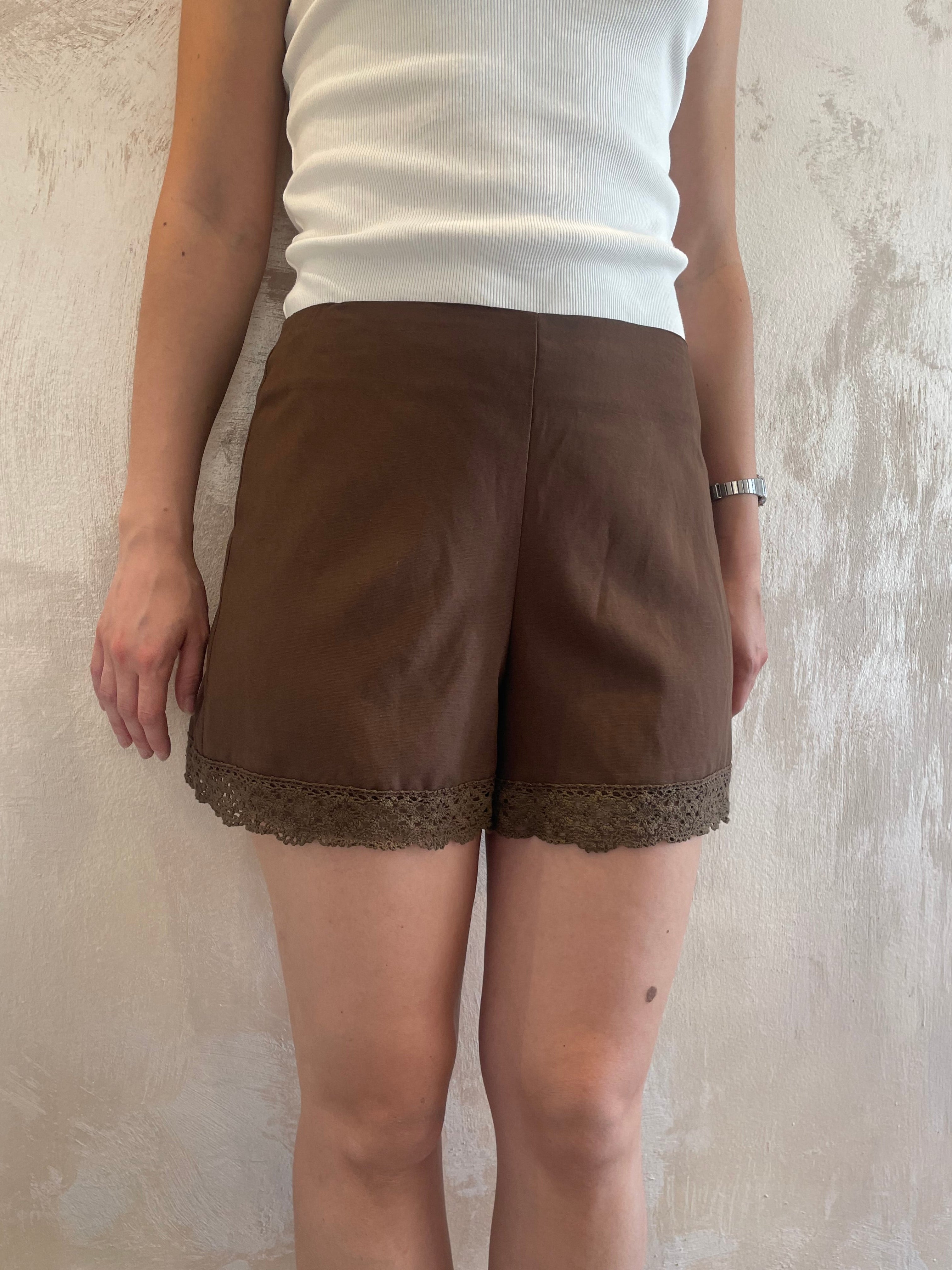 Shorts lino e viscosa caffè - Vicolo