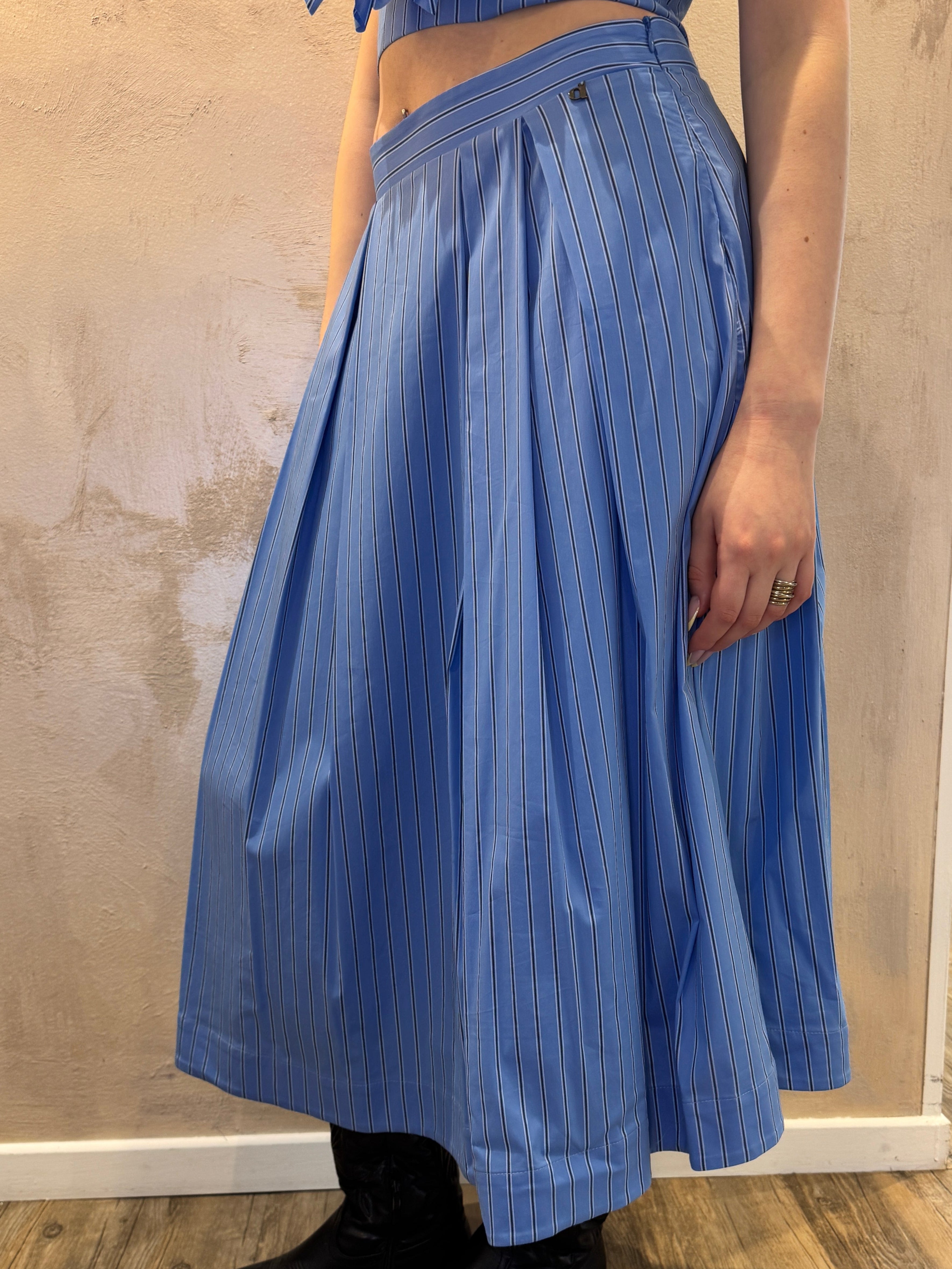 Gonna midi righe azzurro - Dixie
