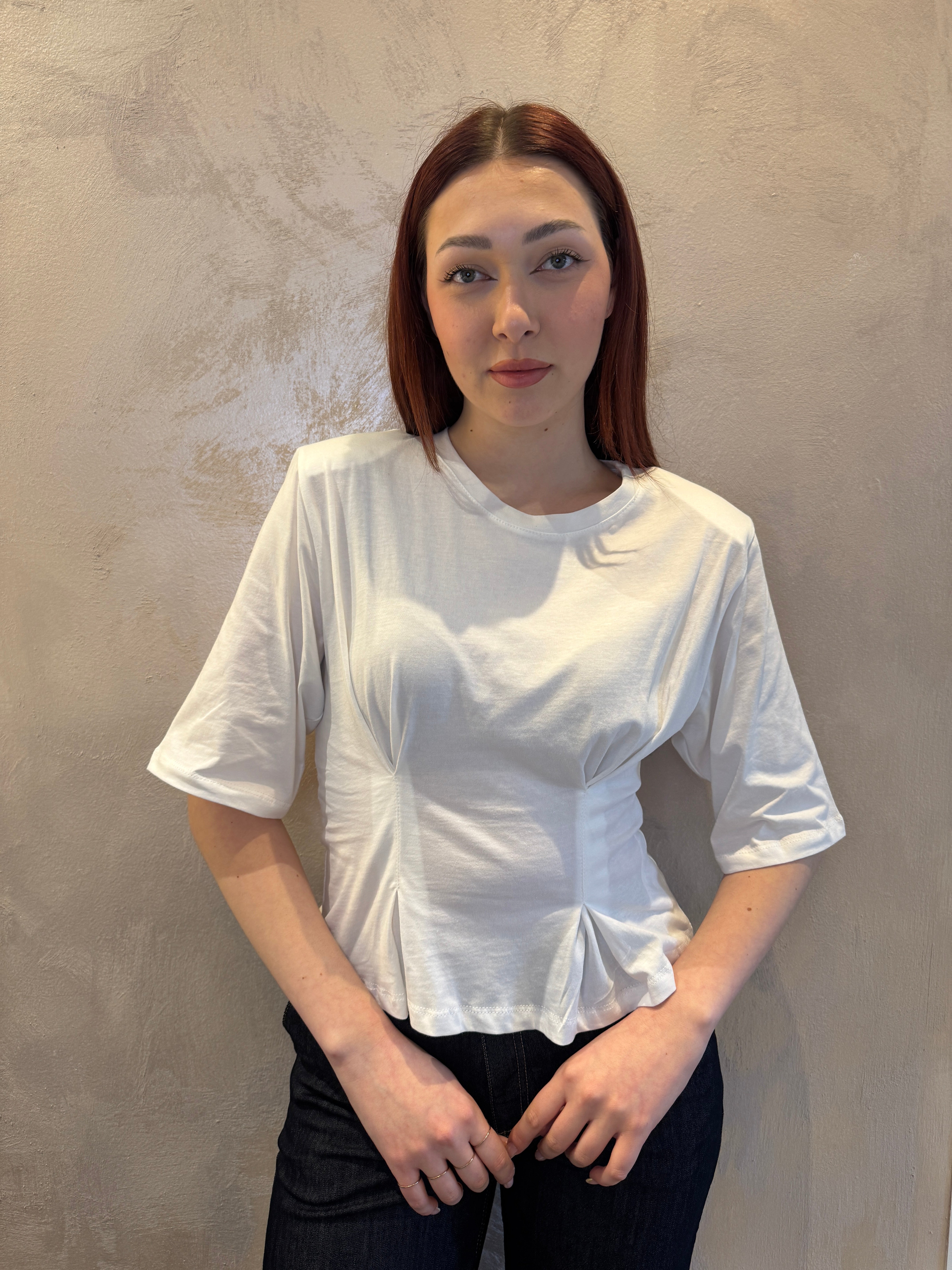 T-shirt pinces e arriccio bianco - Dixie