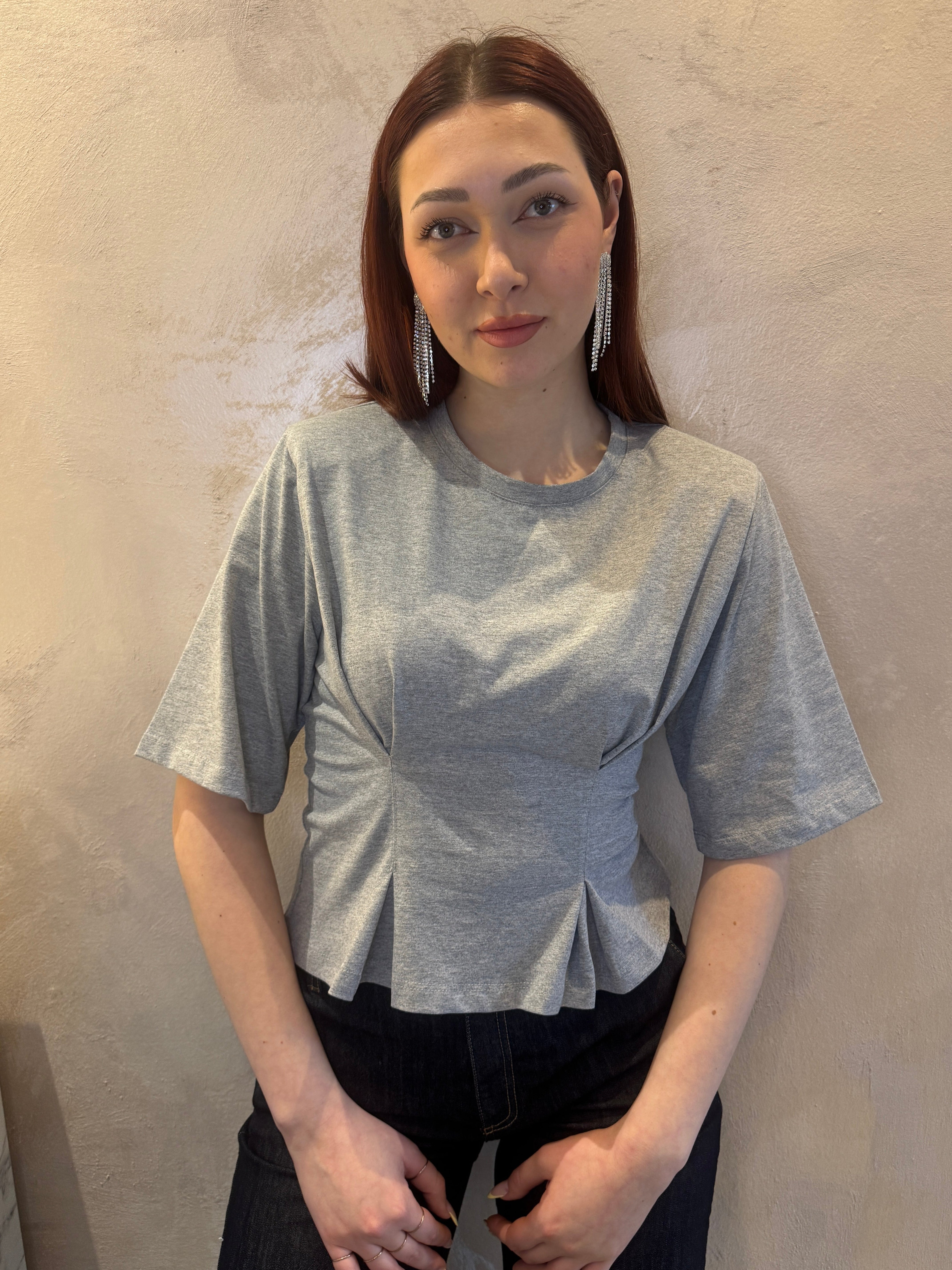 T-shirt pinces e arriccio grigio - Dixie