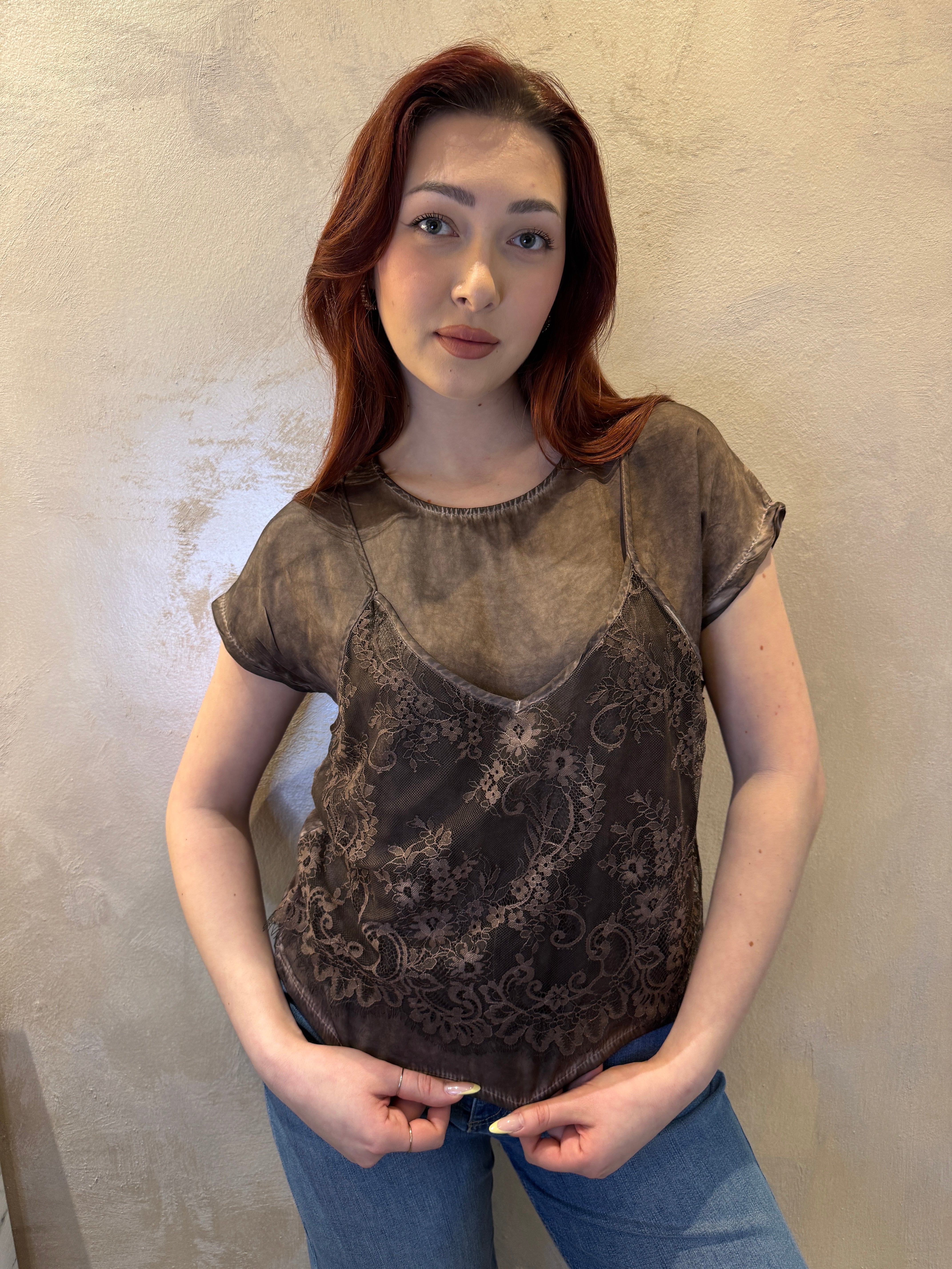 T-shirt corpetto pizzo cioccolato - You Decide