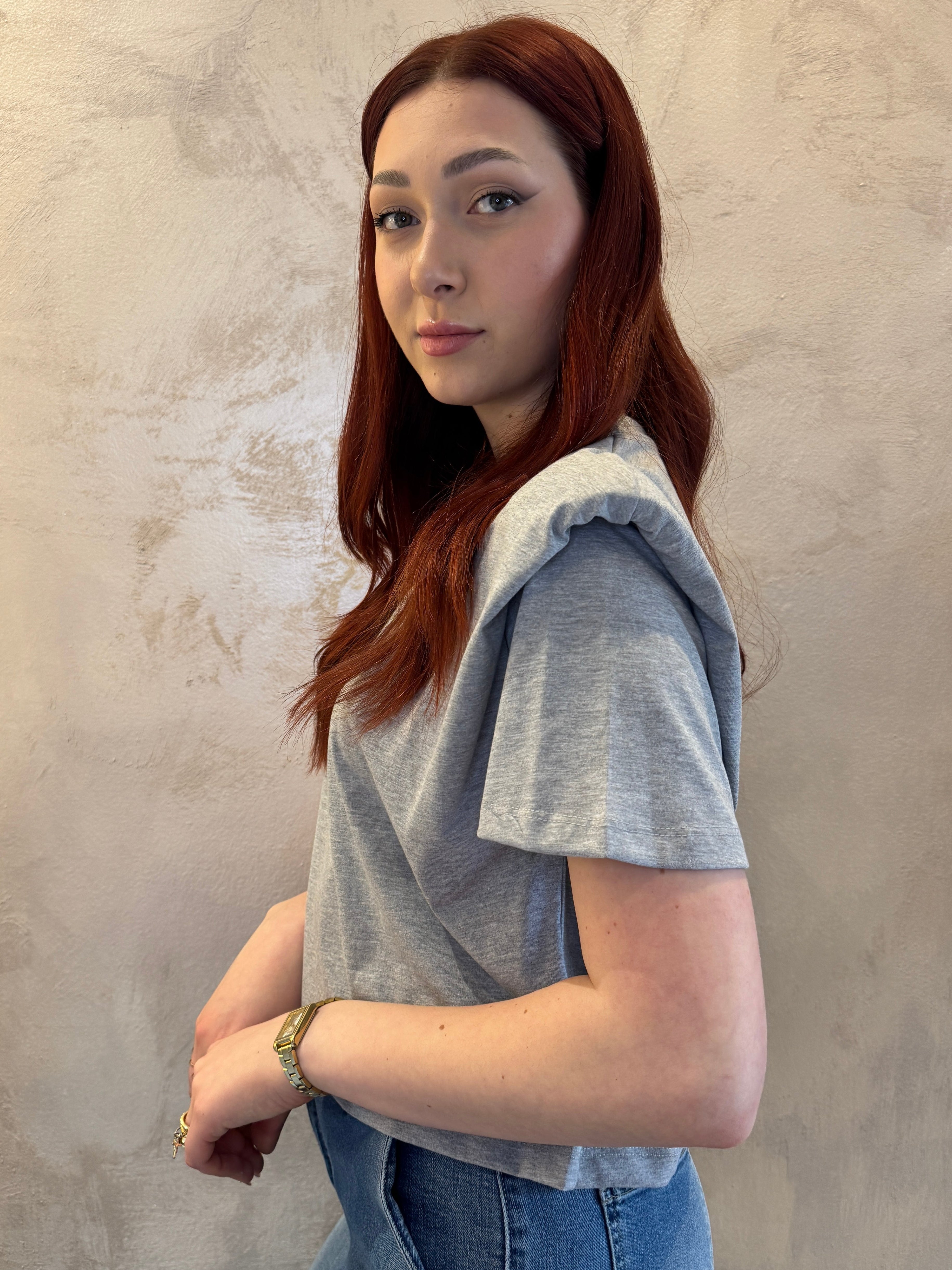 T-shirt spalline imbottite grigio - Dixie