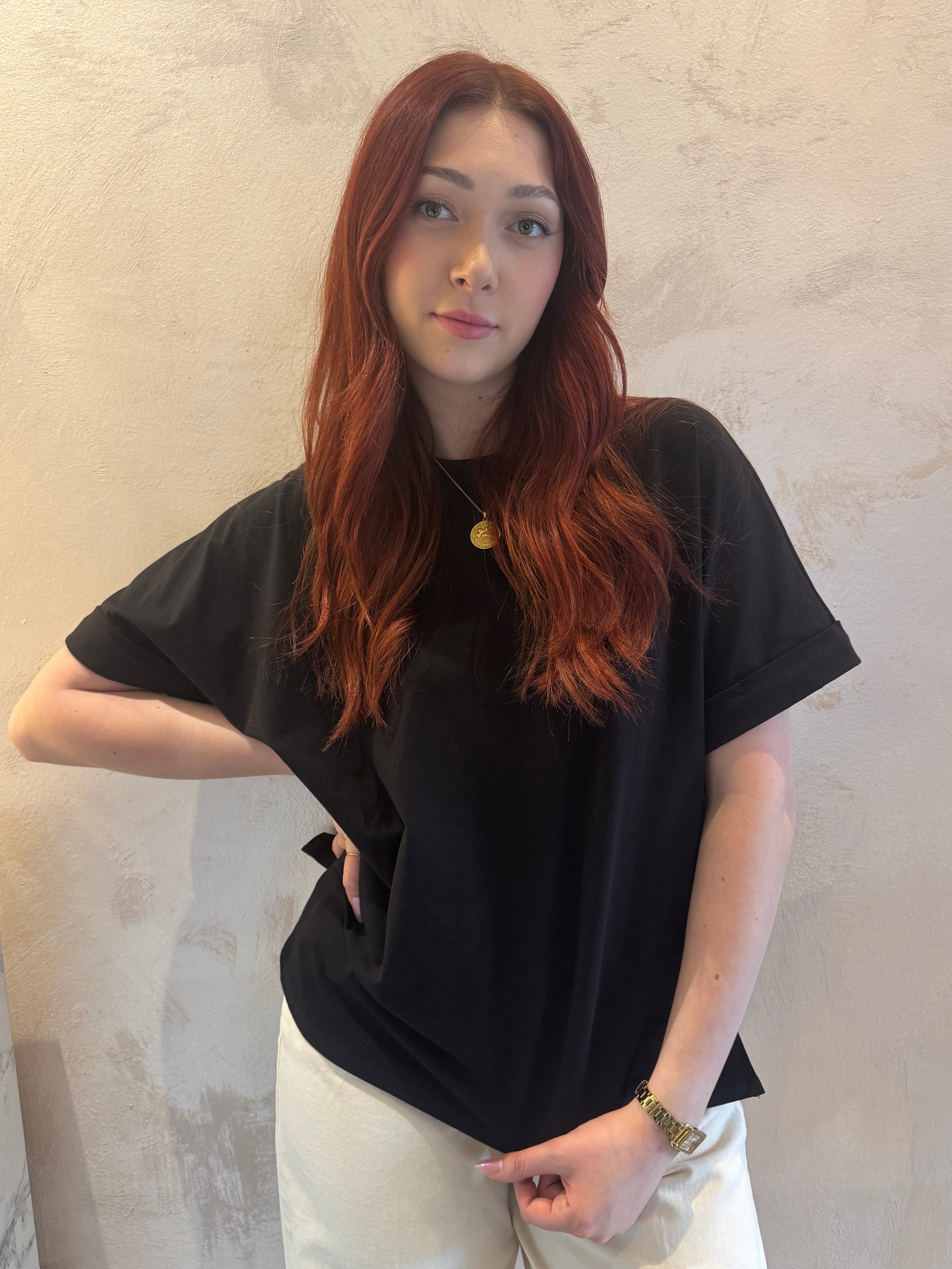 T-shirt nero fit over - VYNEA