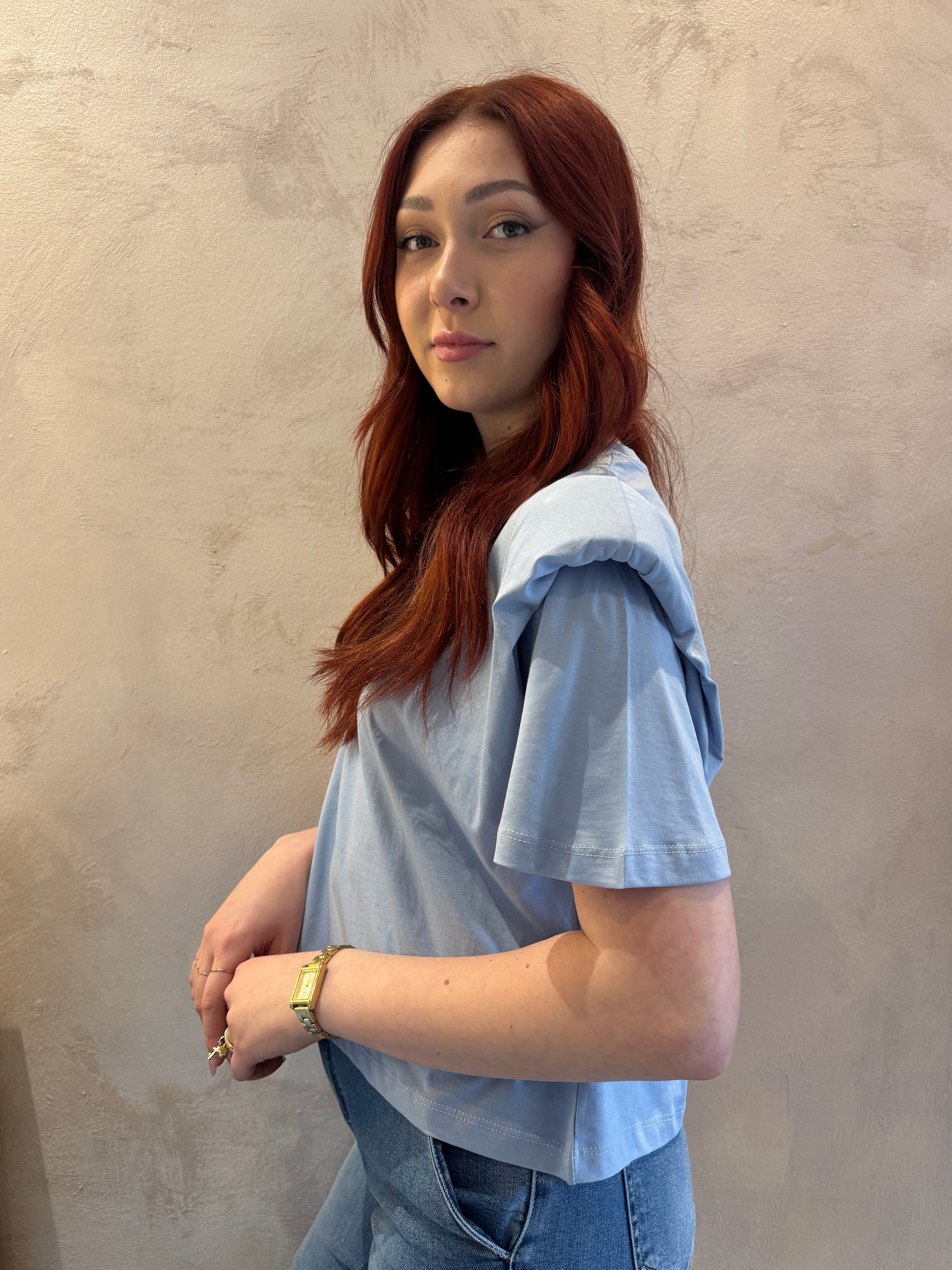 T shirt spalline imbottite azzurro - Dixie