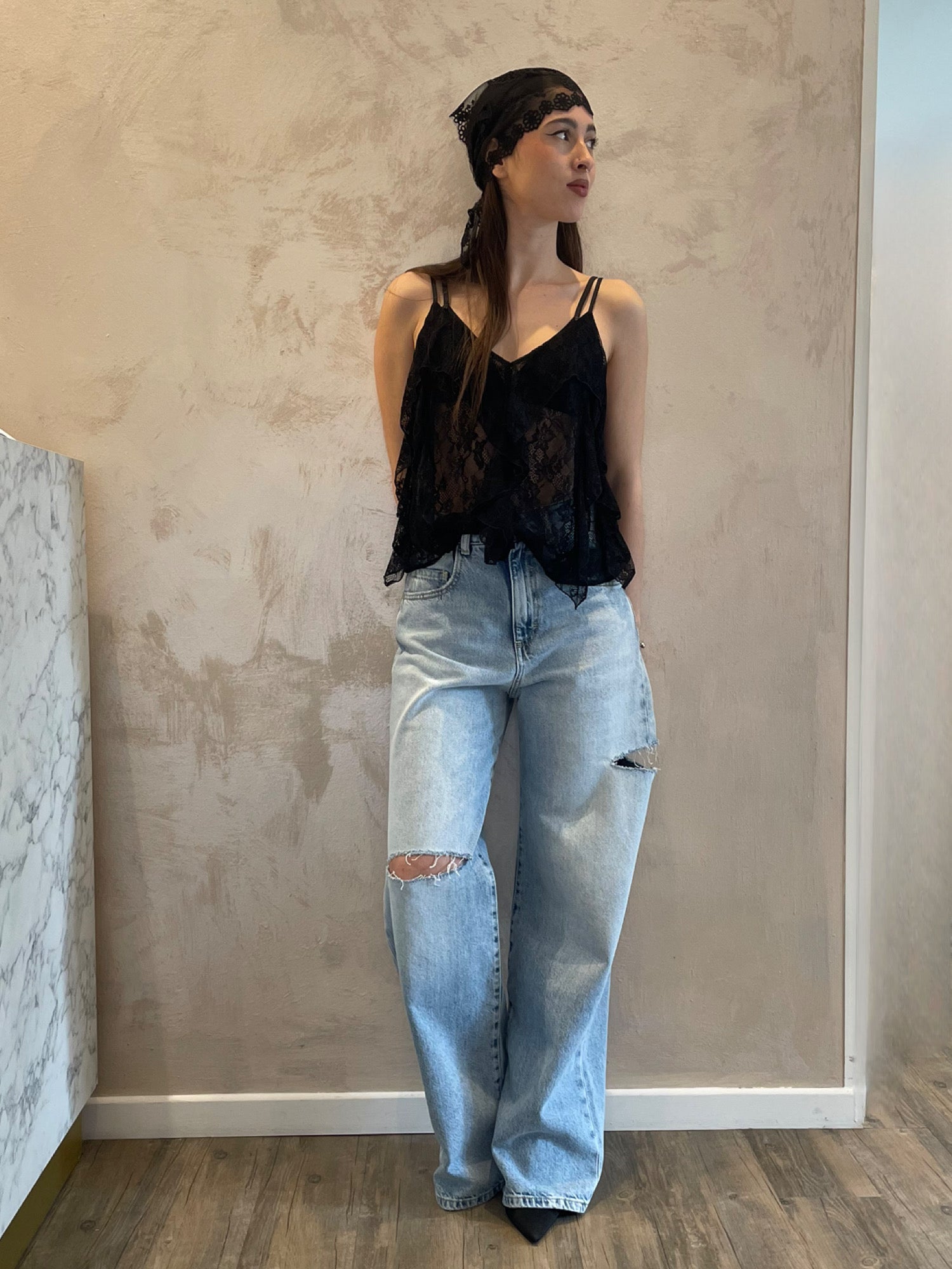 Jeans "Poppy" Sky Blue cut out - Icon Denim