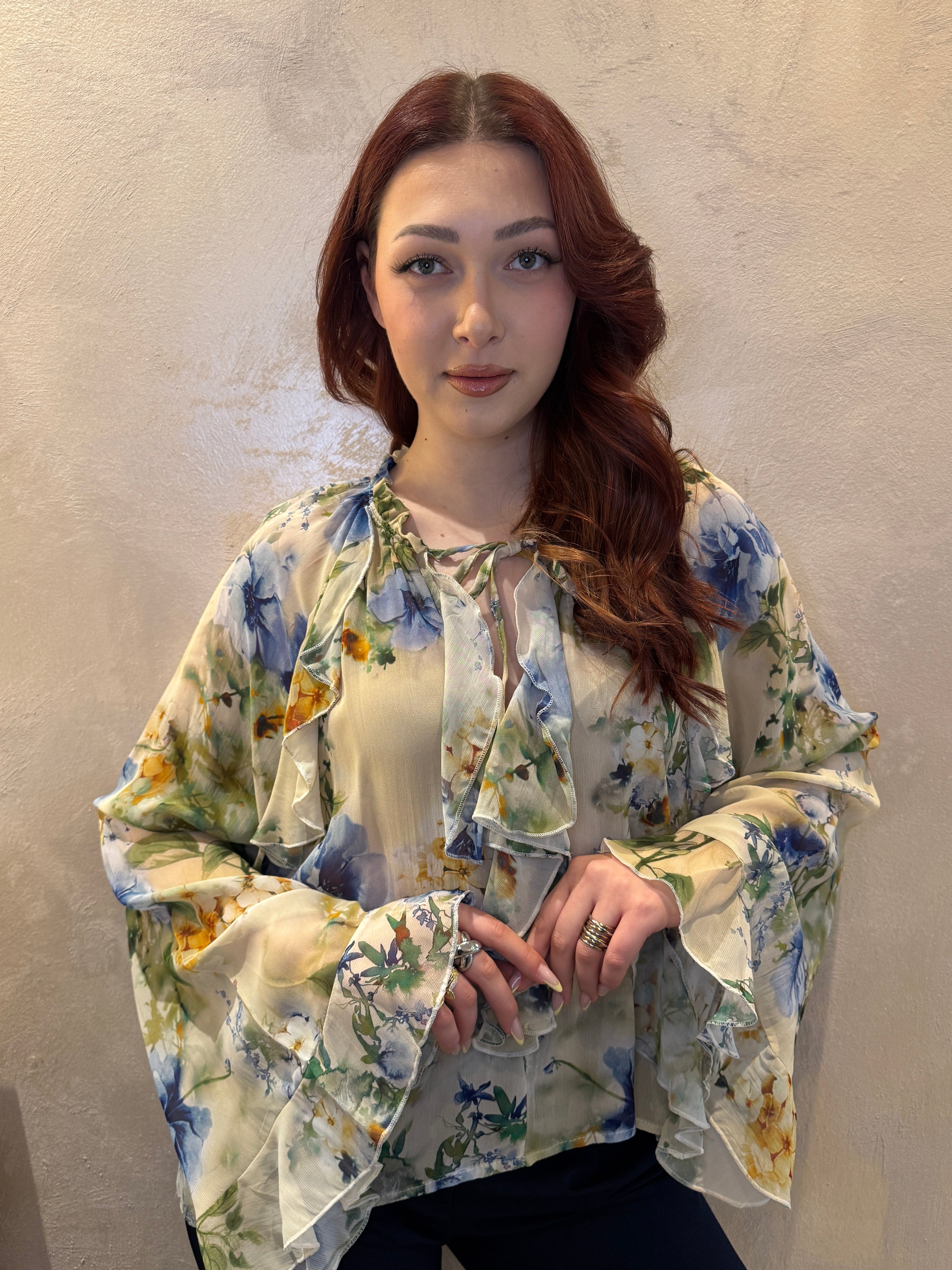 Blusa fiori azzurro - Saiph