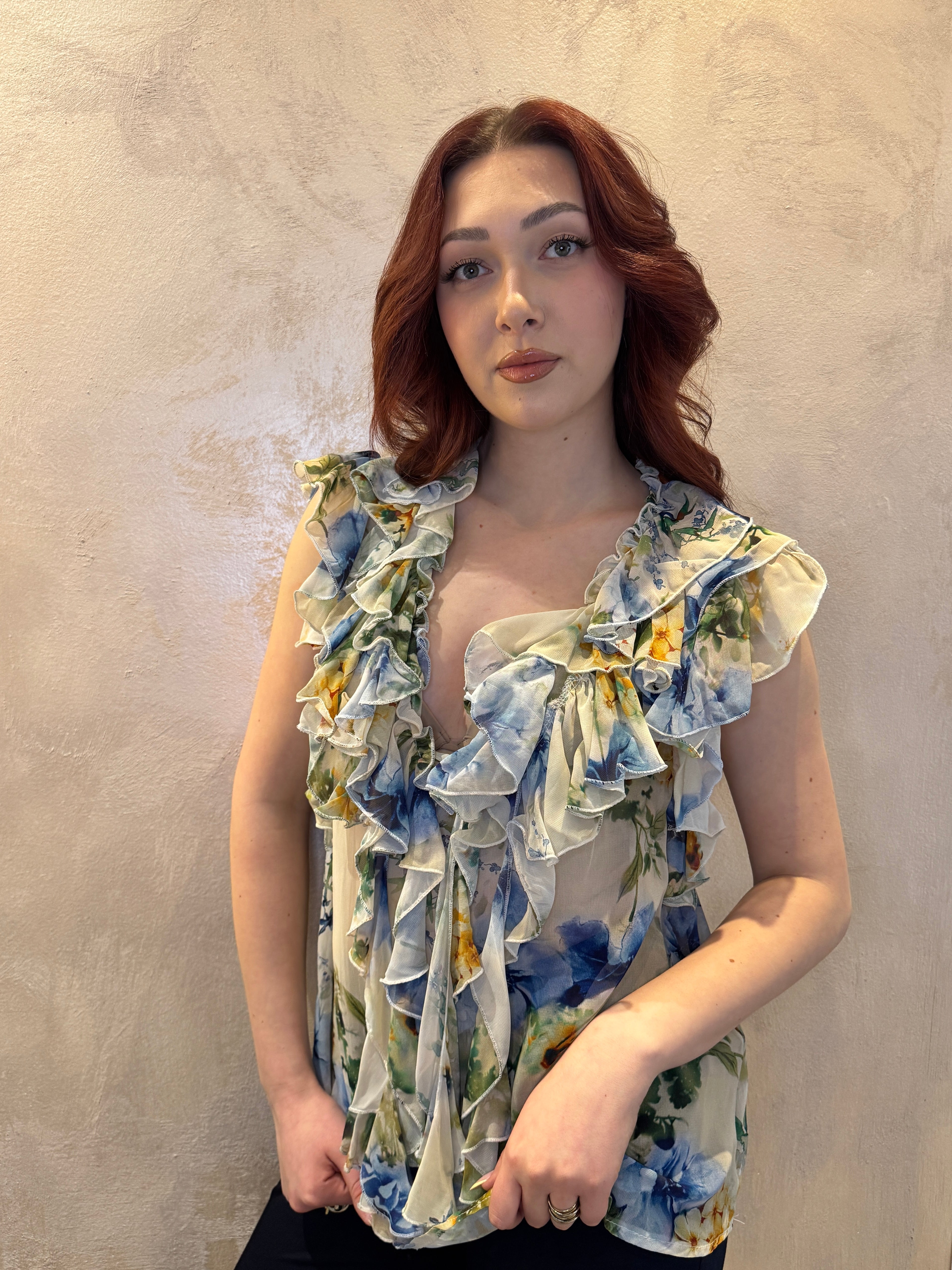 Top fiori azzurro - Saiph