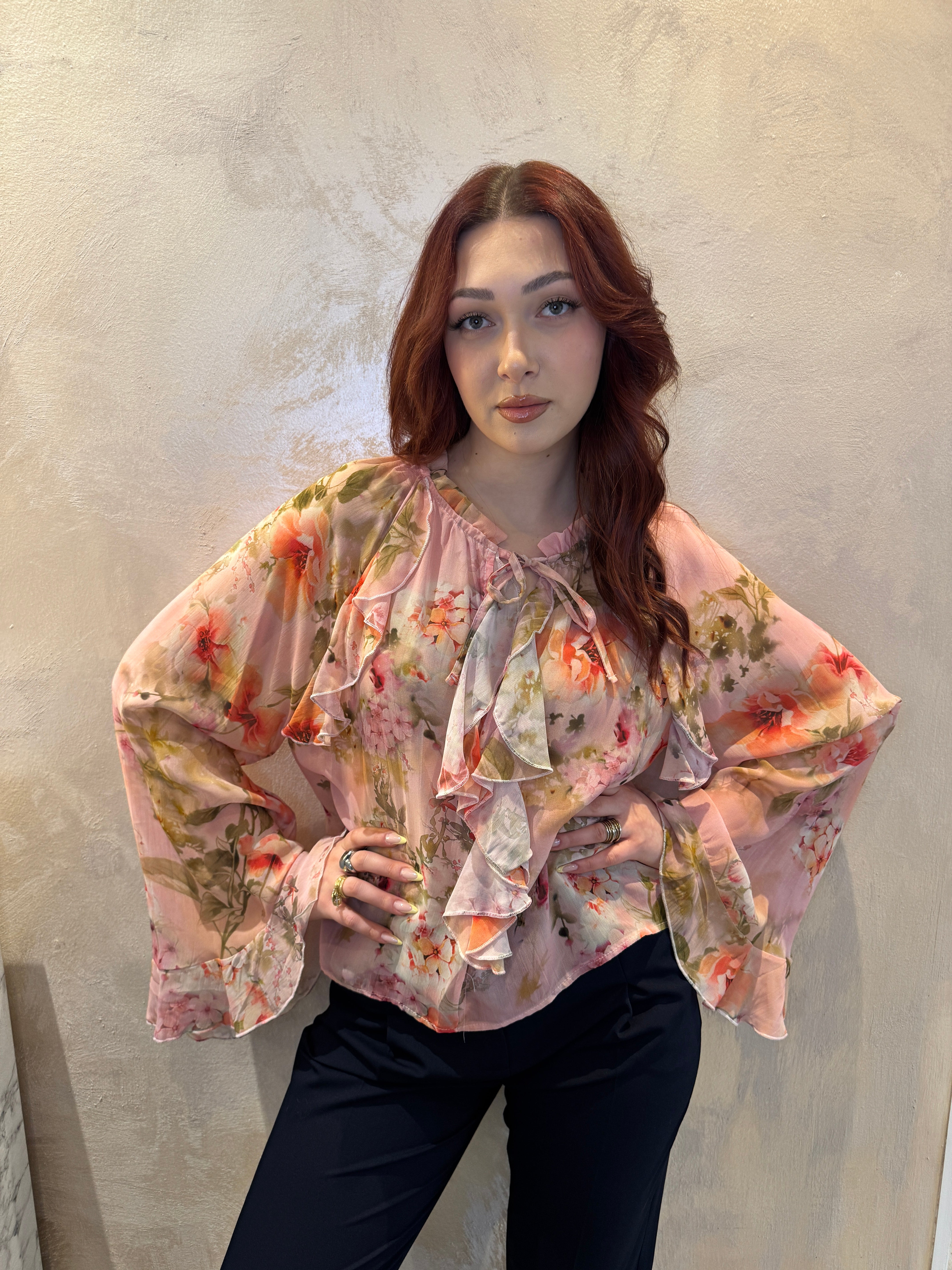 Blusa fiori rosa - Saiph