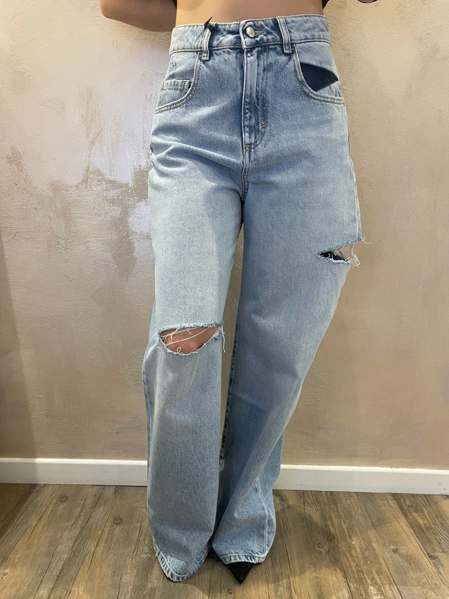 Jeans "Poppy" Sky Blue cut out - Icon Denim