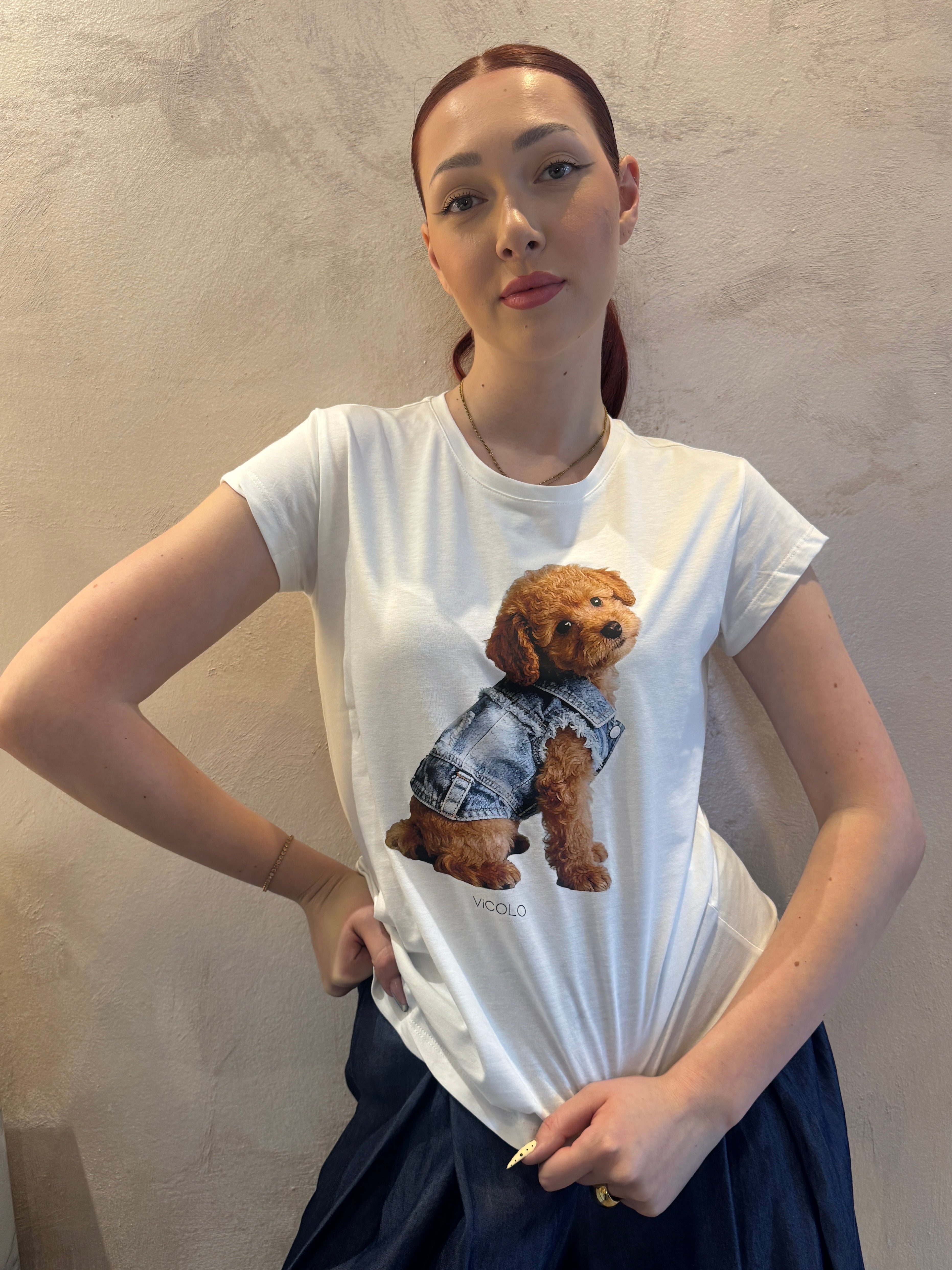 T-shirt stampa cagnolino - Vicolo