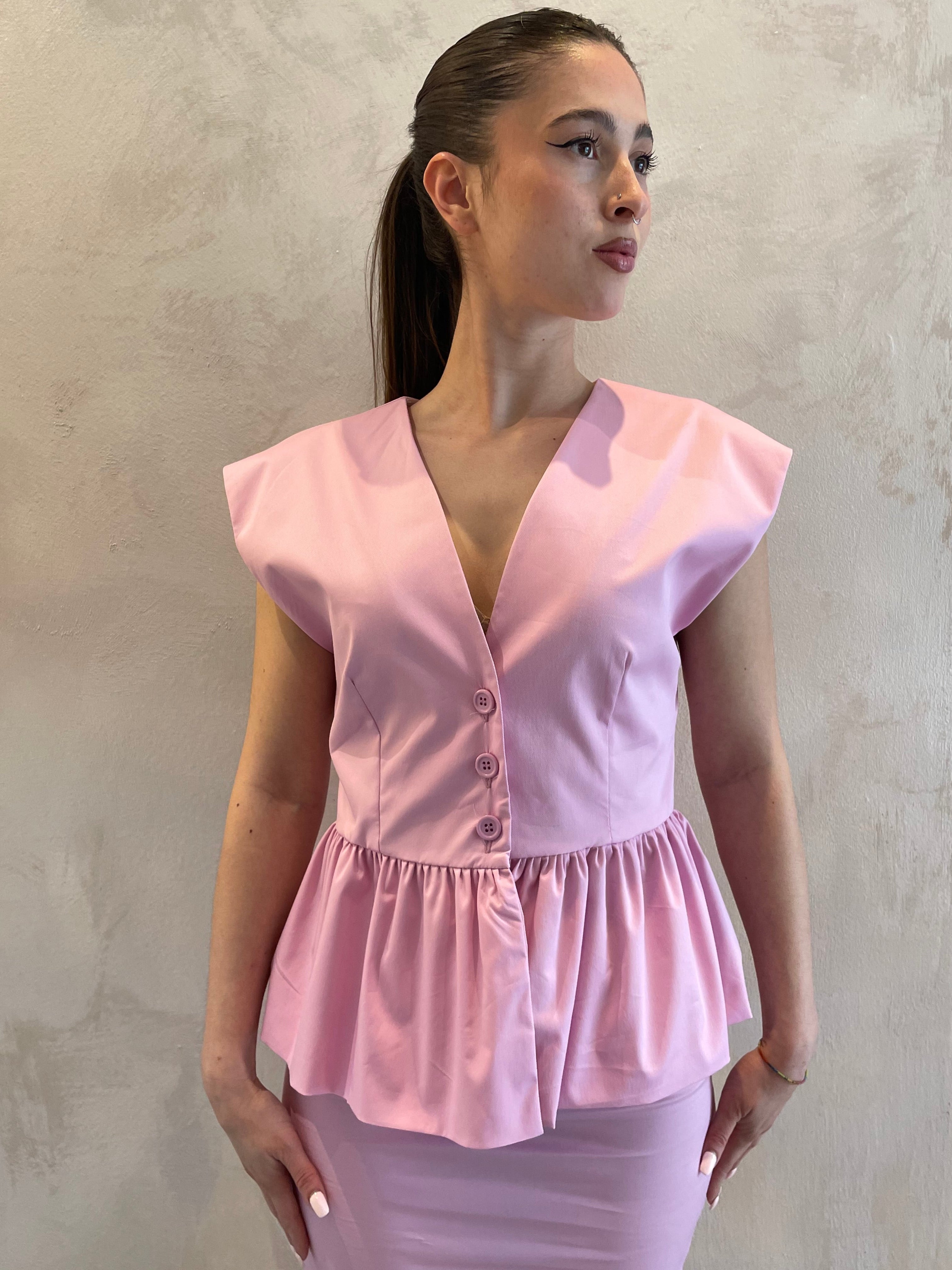 Top gilet con bottoni e balza - Dixie