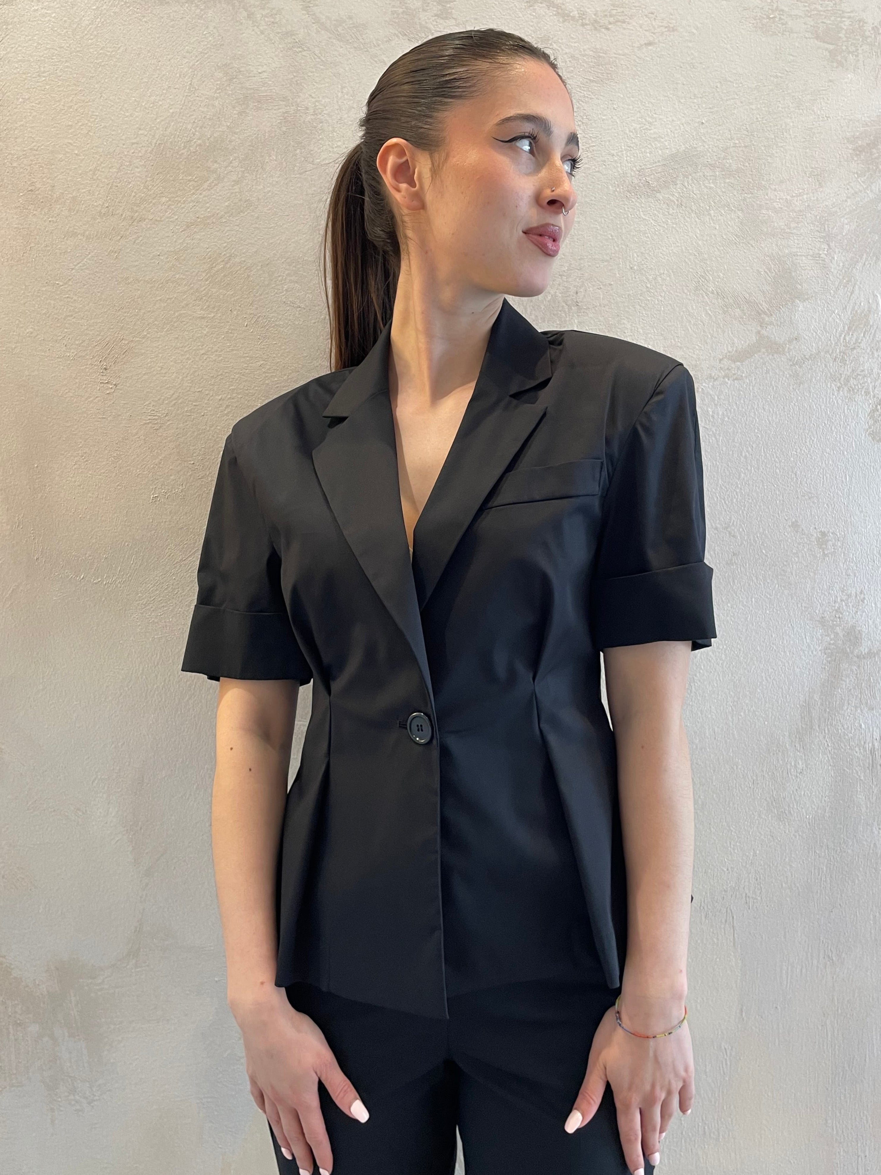 Blazer manica corta e pinces nero - Dixie