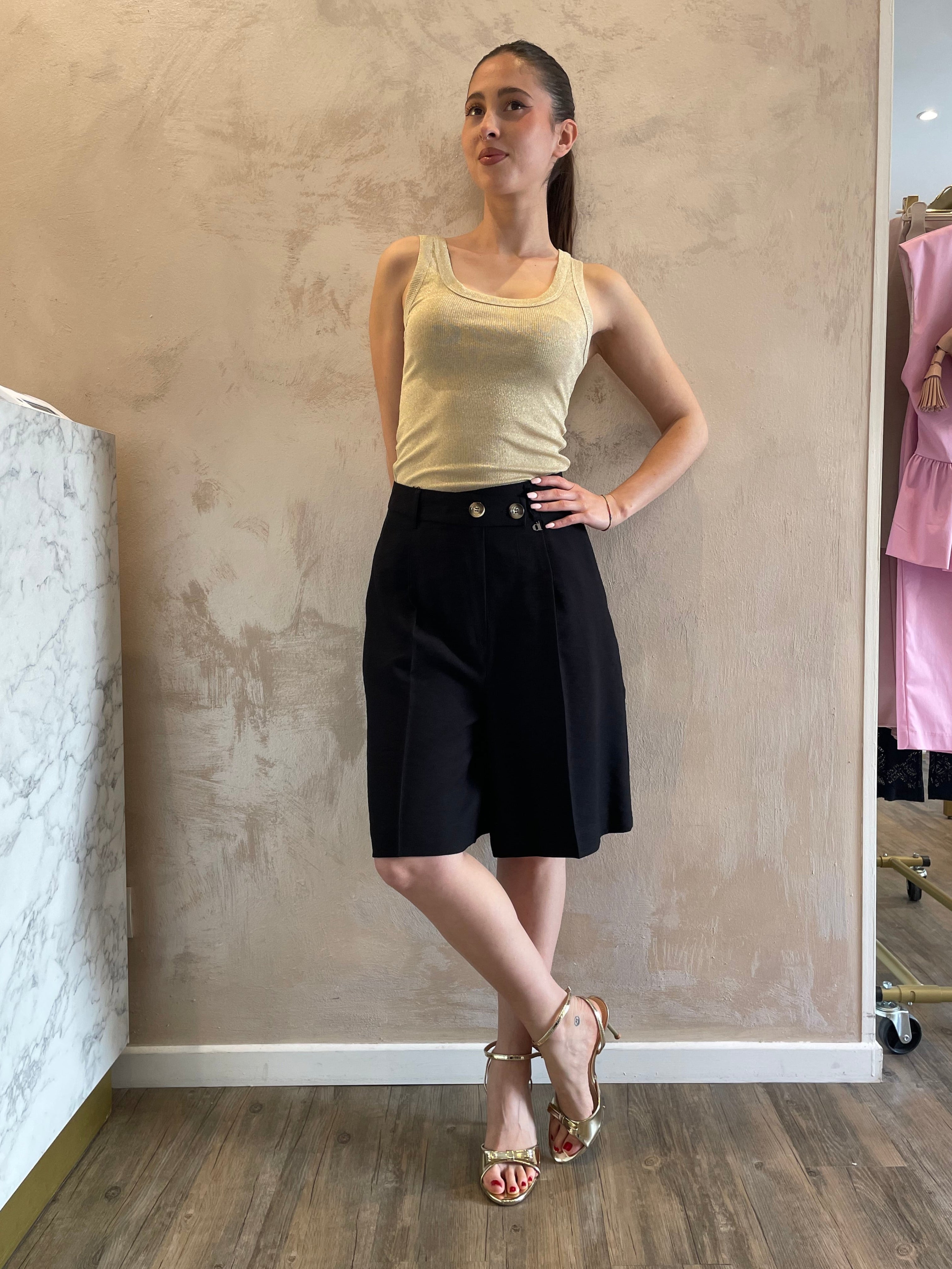 Top a costine lurex oro - Dixie