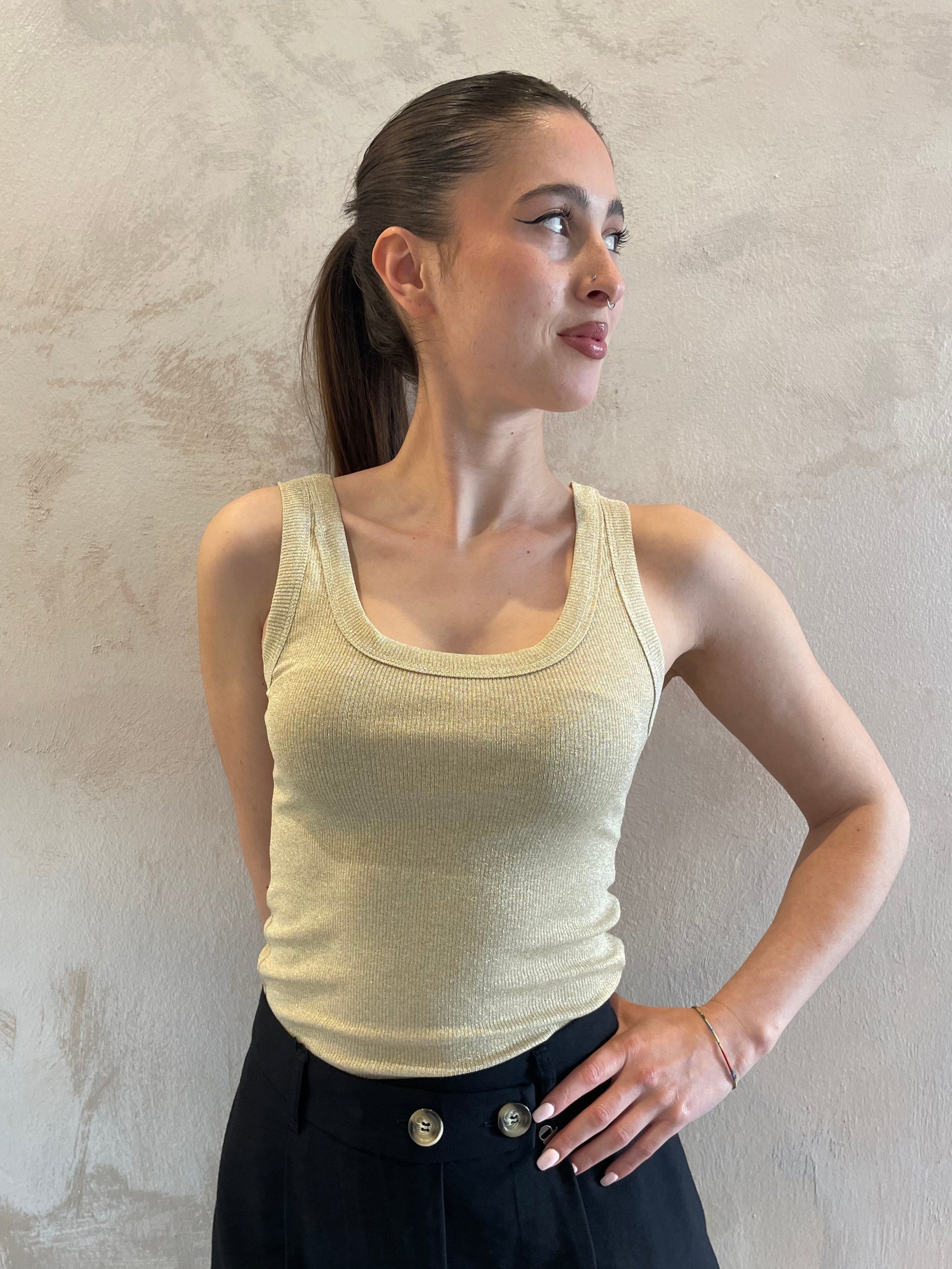 Top a costine lurex oro - Dixie