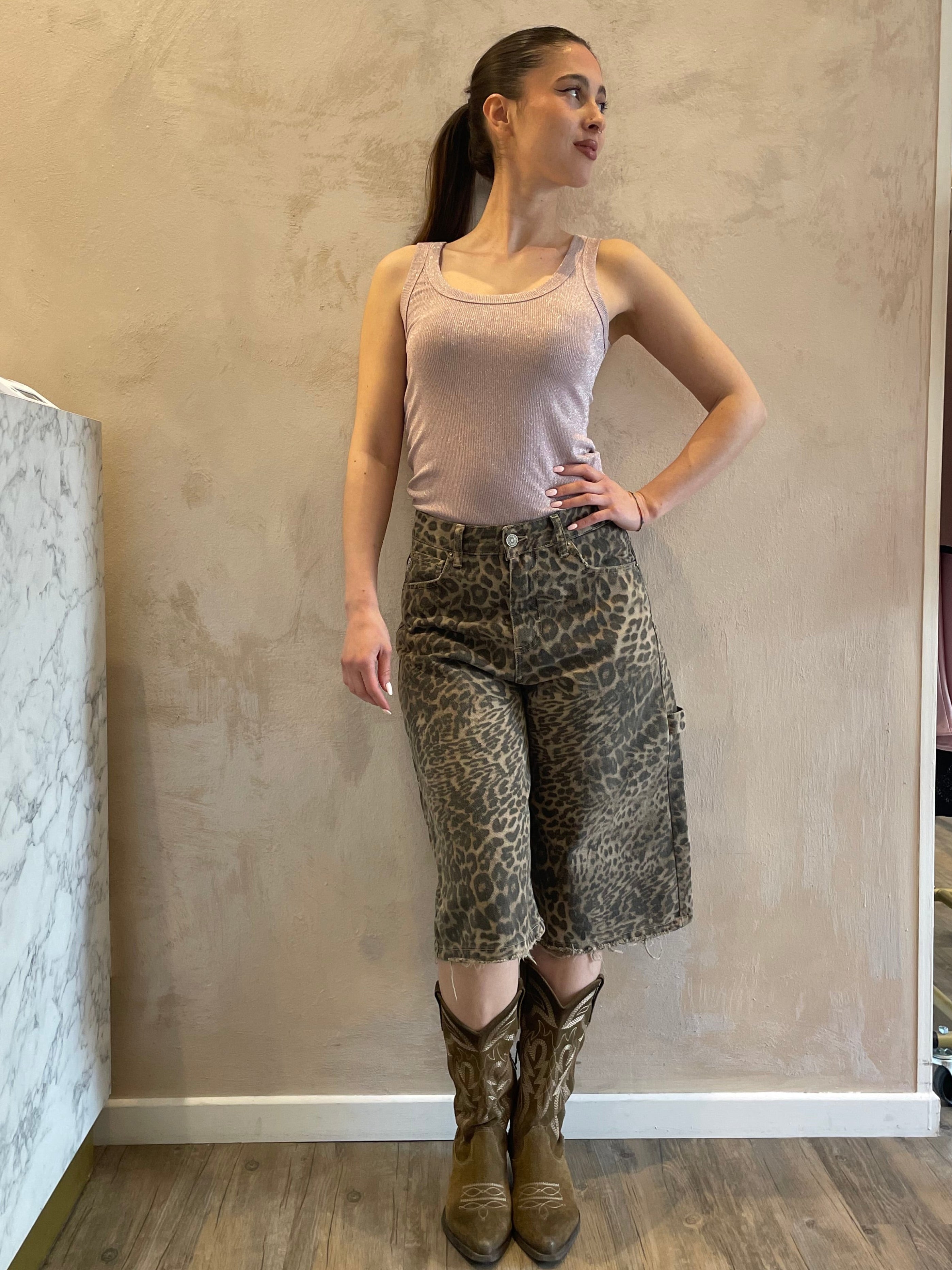 Top a costine lurex rosa - Dixie
