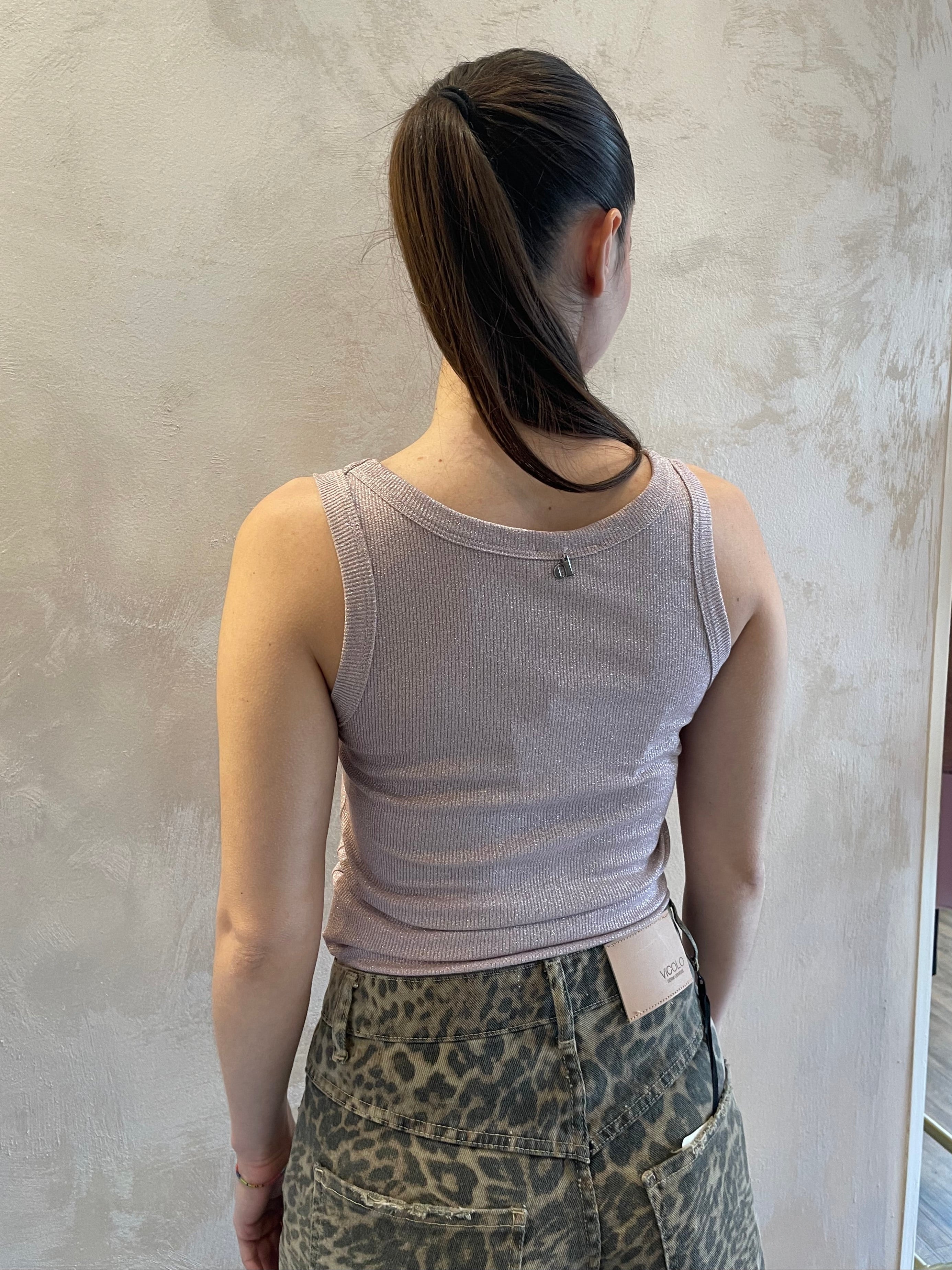 Top a costine lurex rosa - Dixie