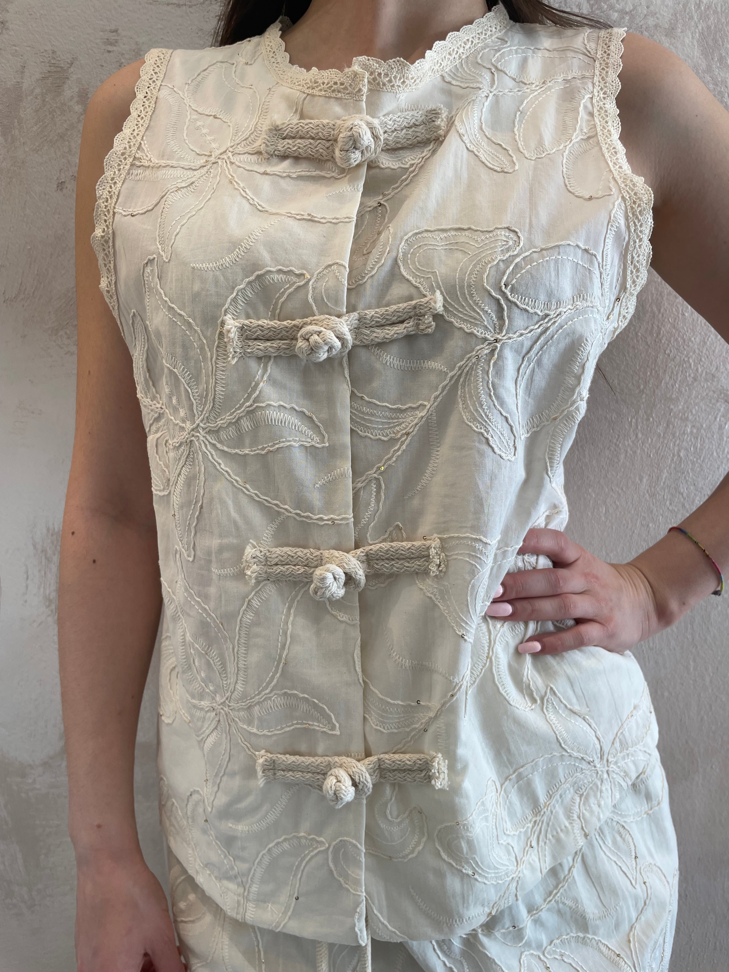 Top gilet in cotone ricamato - Saiph