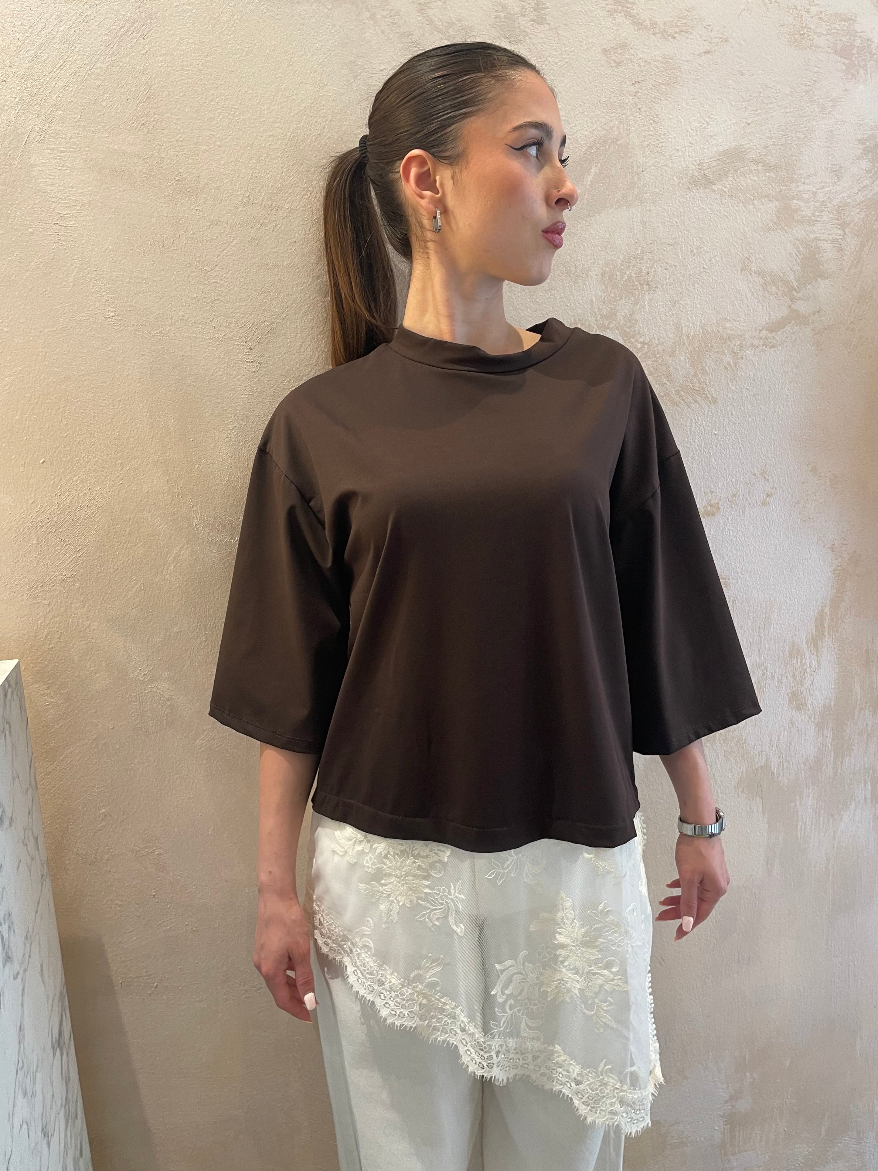 T-shirt over pizzo moro - Saiph