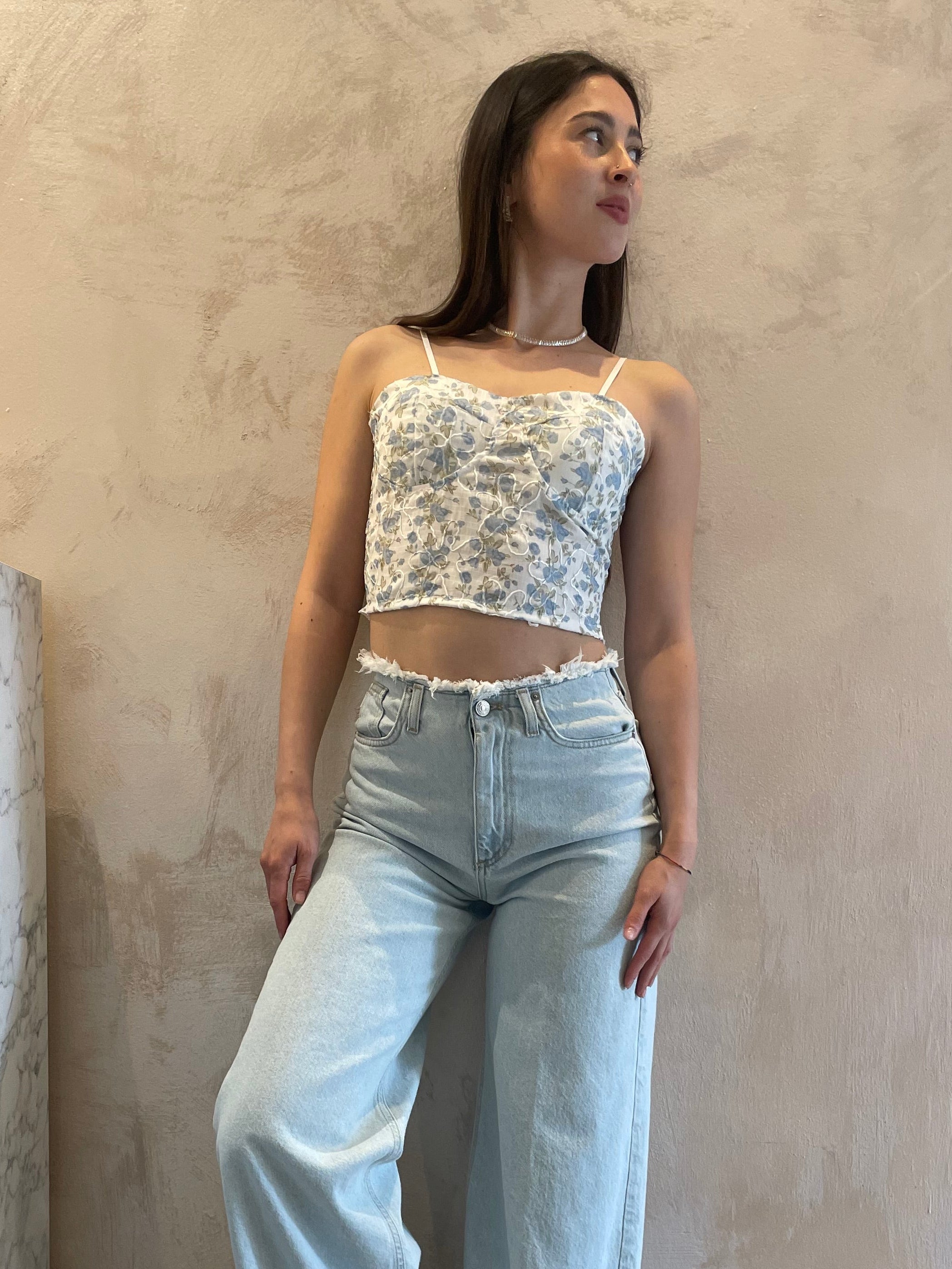 Top a fiori azzurro - Vicolo