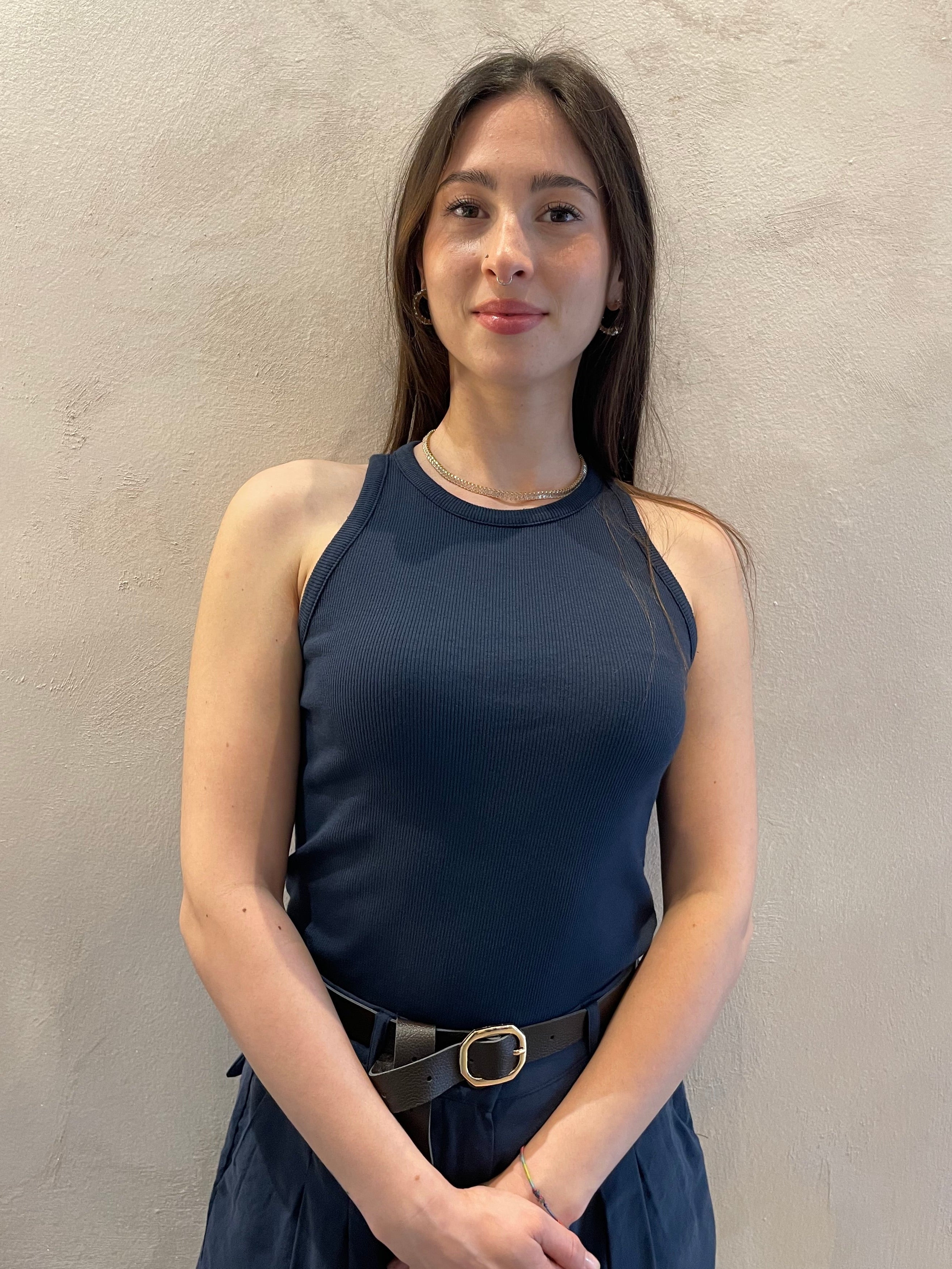 Top a costine blu - VICOLO