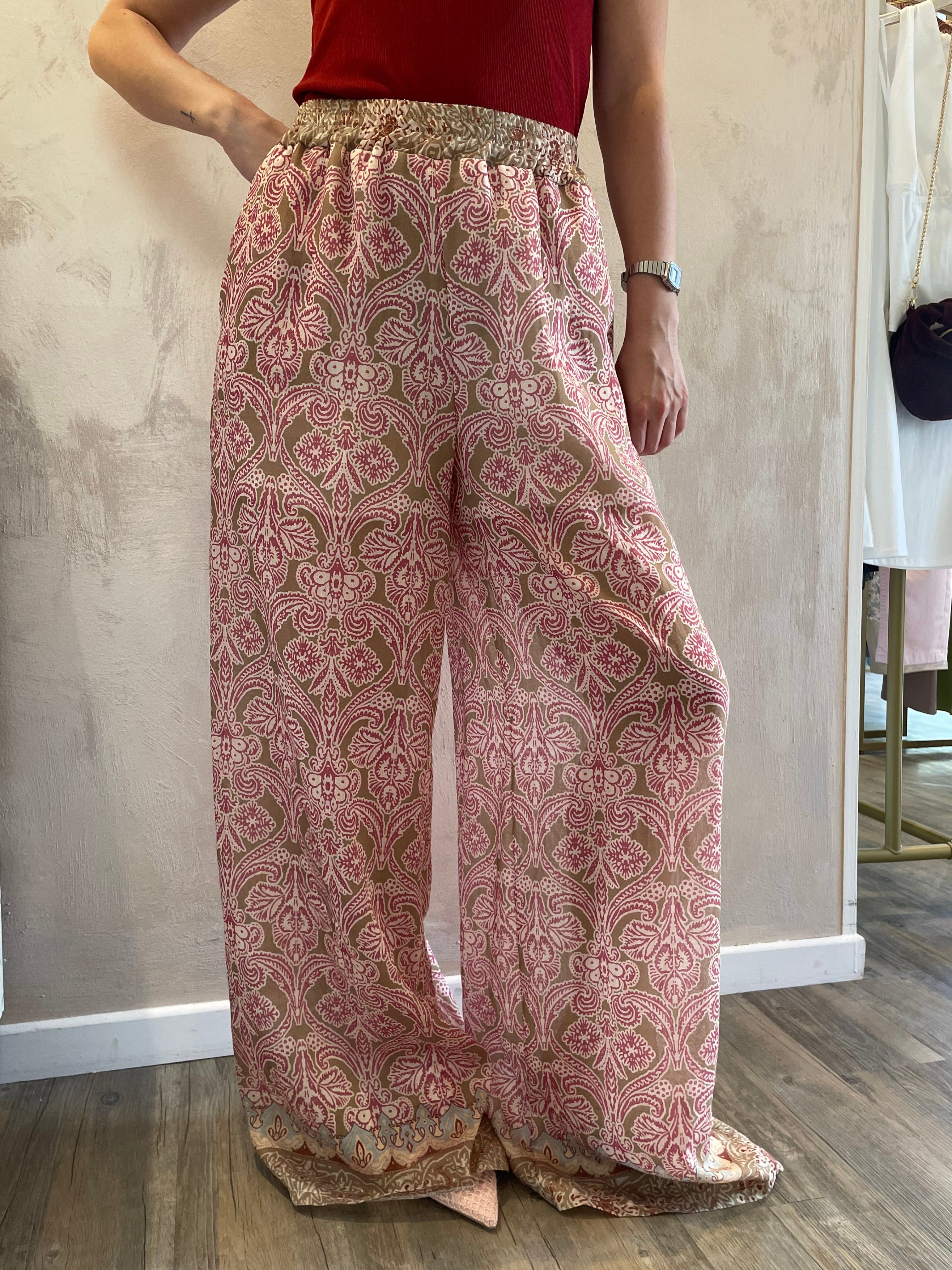 Panta fantasia damascata rosso india - Saiph