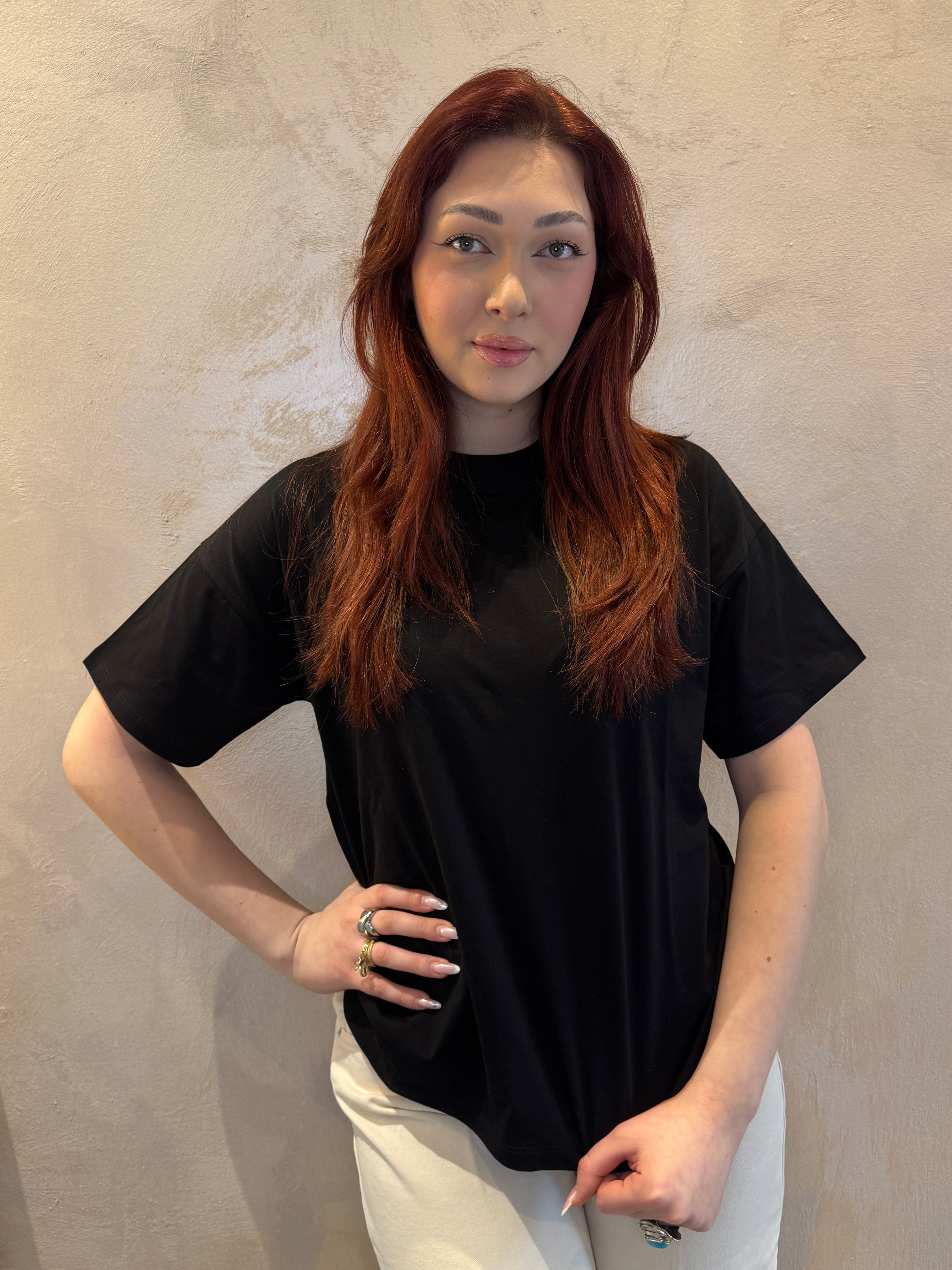 T- shirt basic over nero - Vicolo