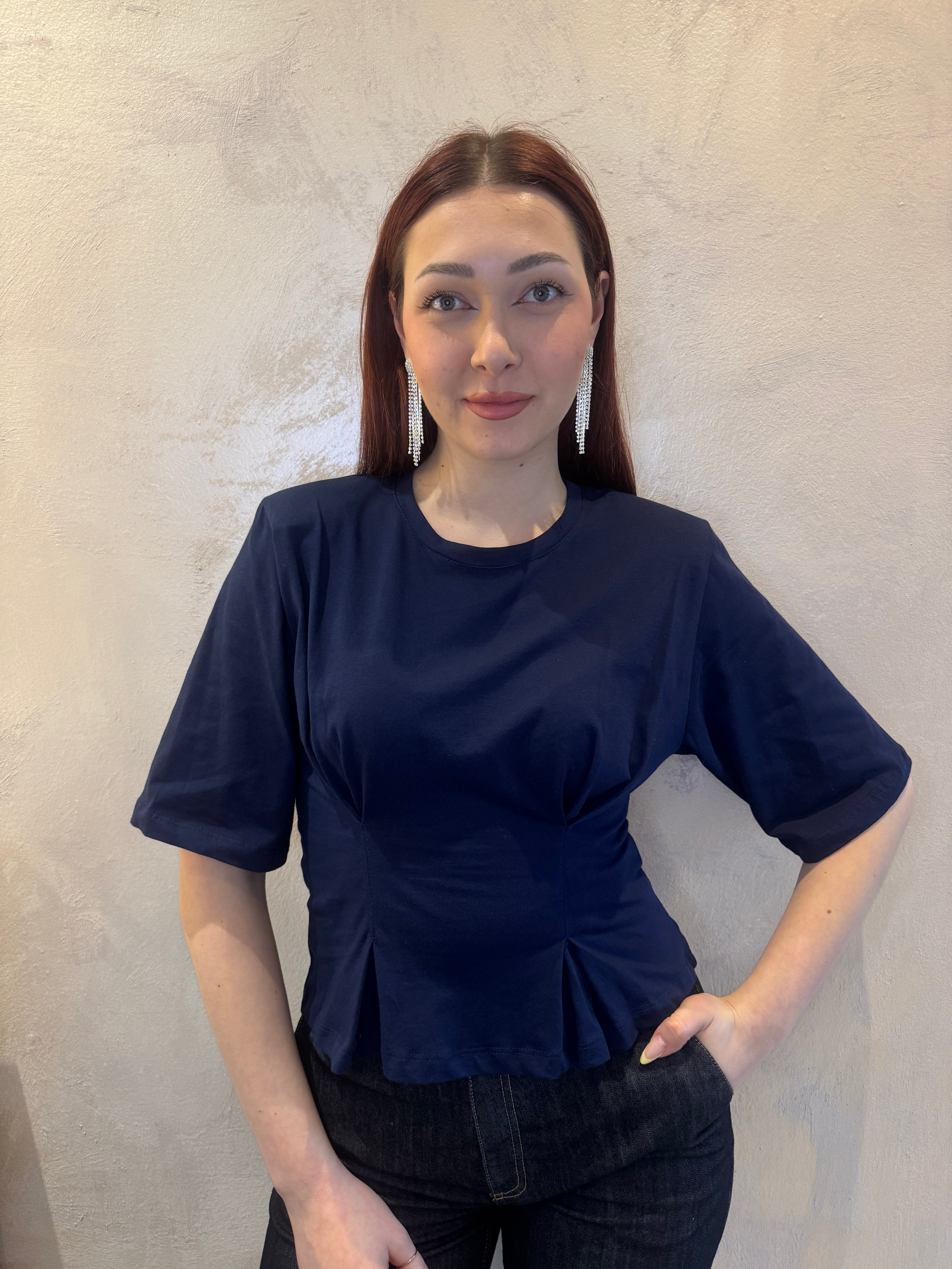 T-shirt pinces e arriccio blu - Dixie