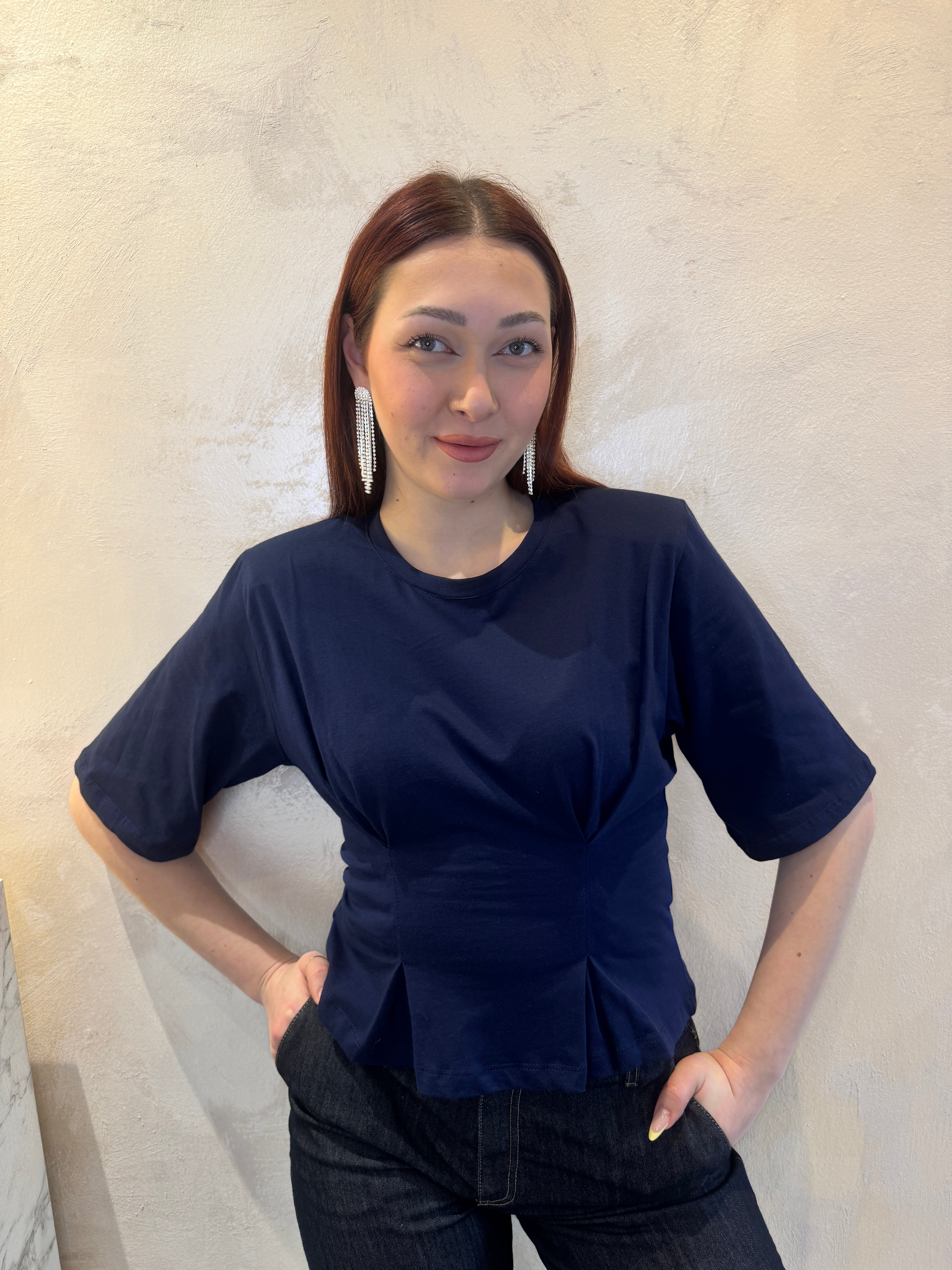 T-shirt pinces e arriccio blu - Dixie