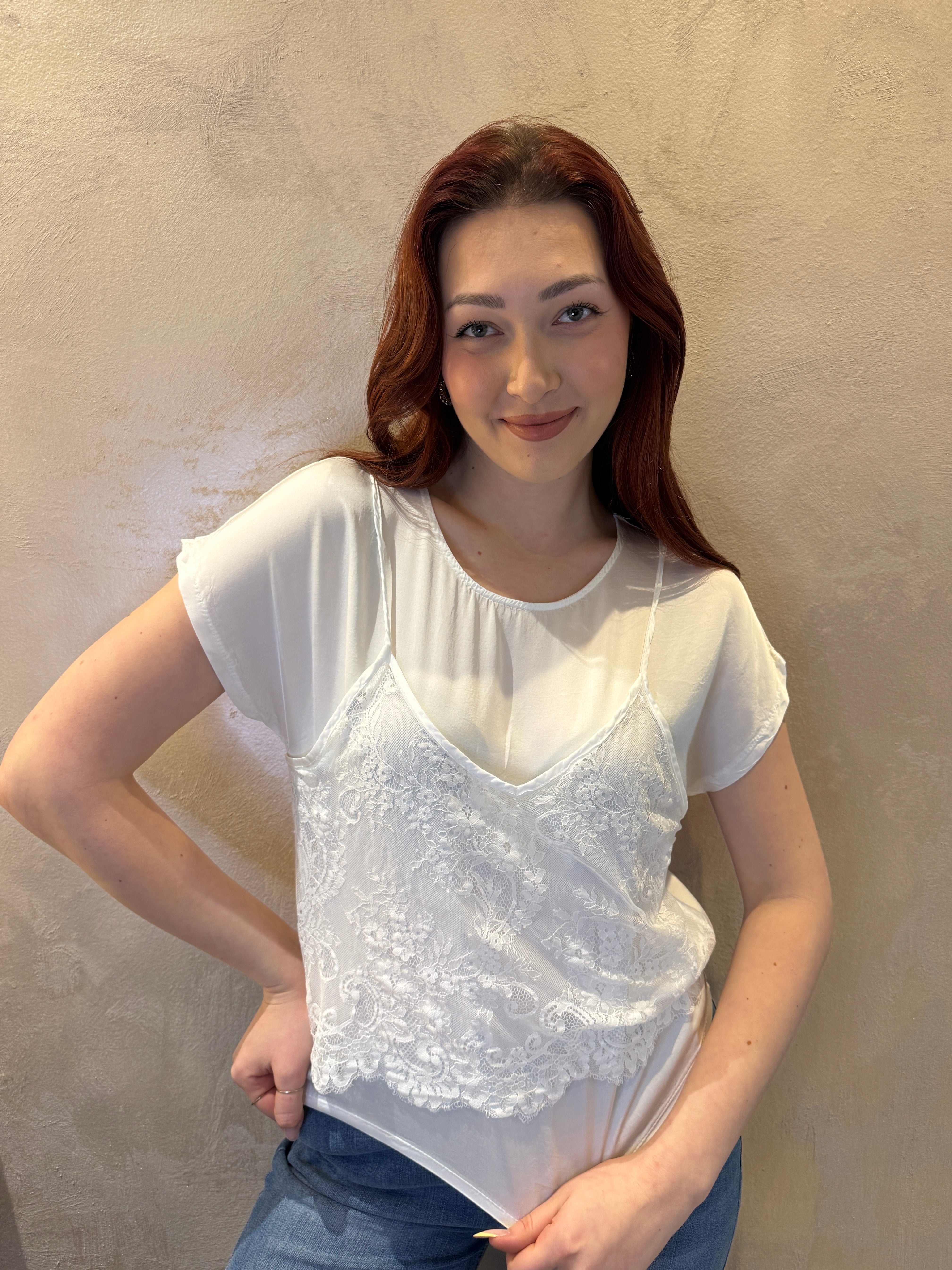 T-shirt corpetto pizzo bianco - You Decide