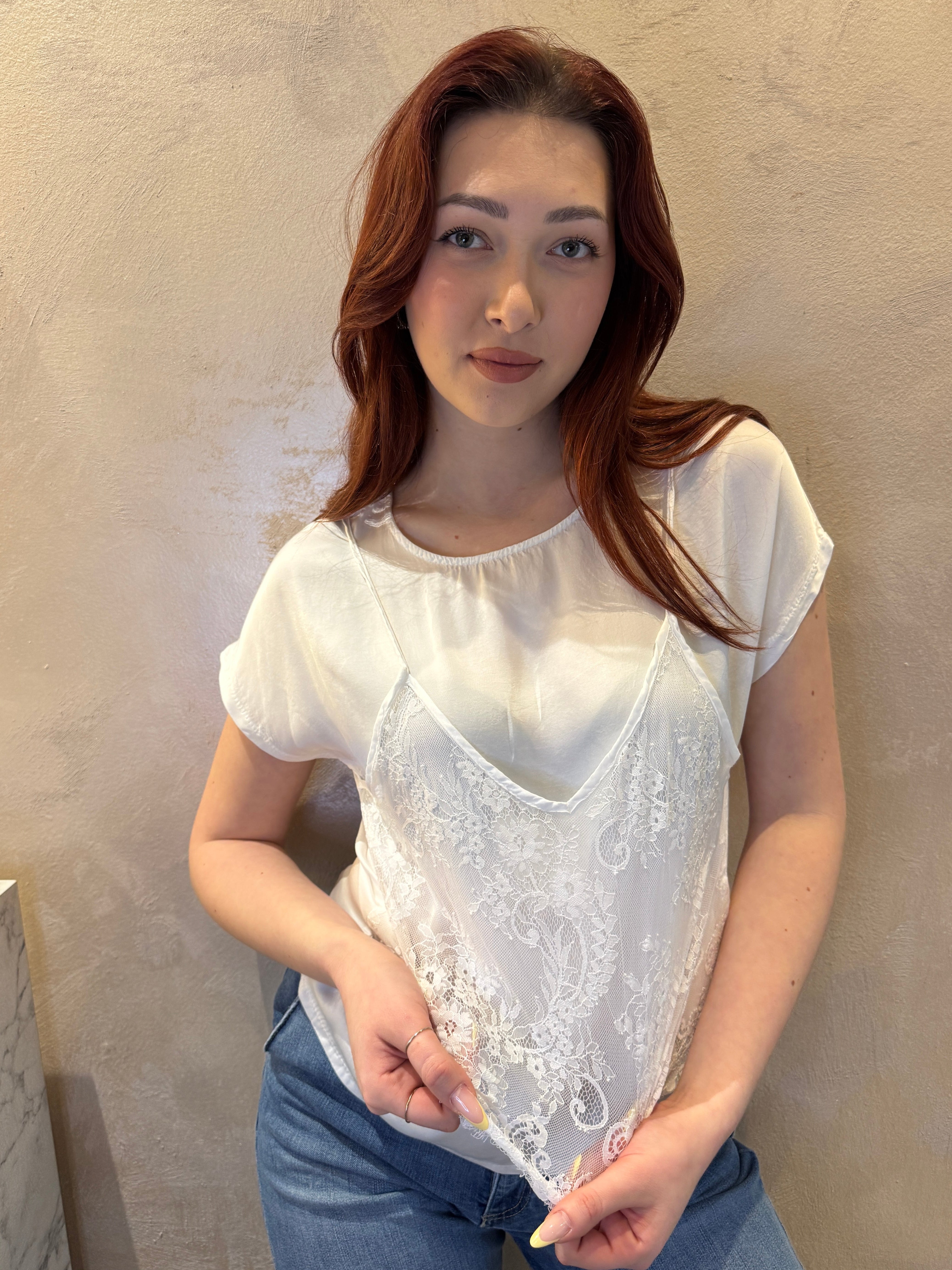 T-shirt corpetto pizzo bianco - You Decide